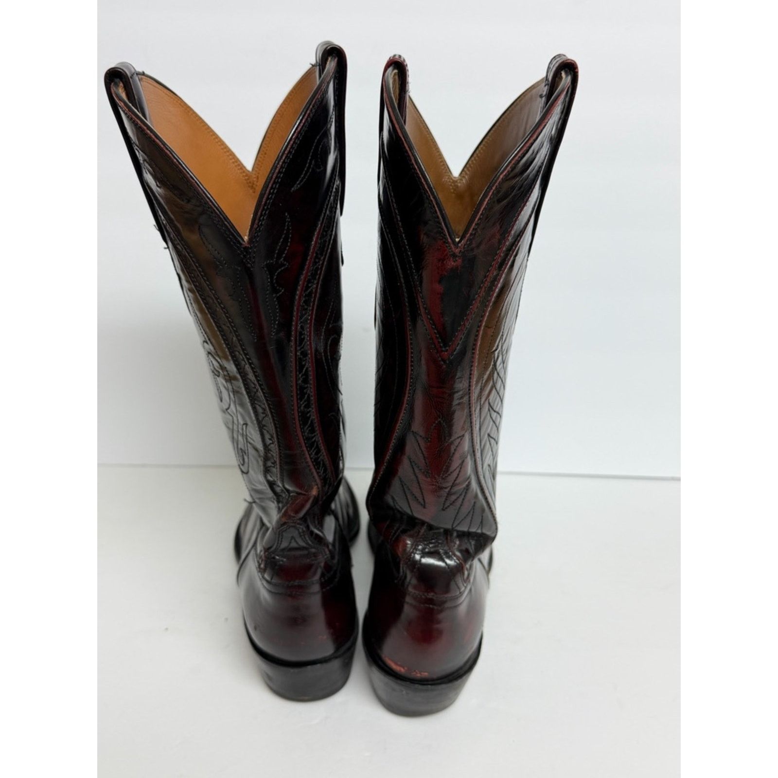 Lucchese VTG Lucchese Cowboy Boots Black Cherry Leather Western READ Size US 8 / EU 41 - 9 Thumbnail
