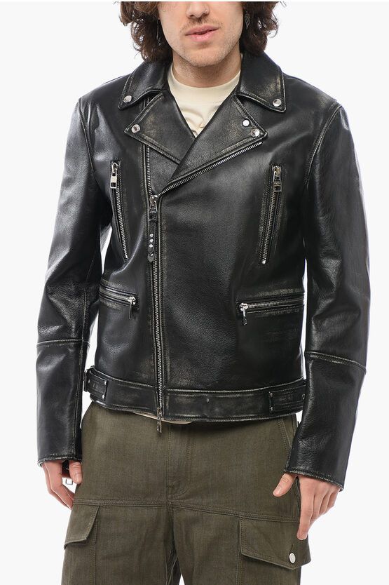 Alexander McQueen Vintage Effect Leather Biker Jacket | Grailed