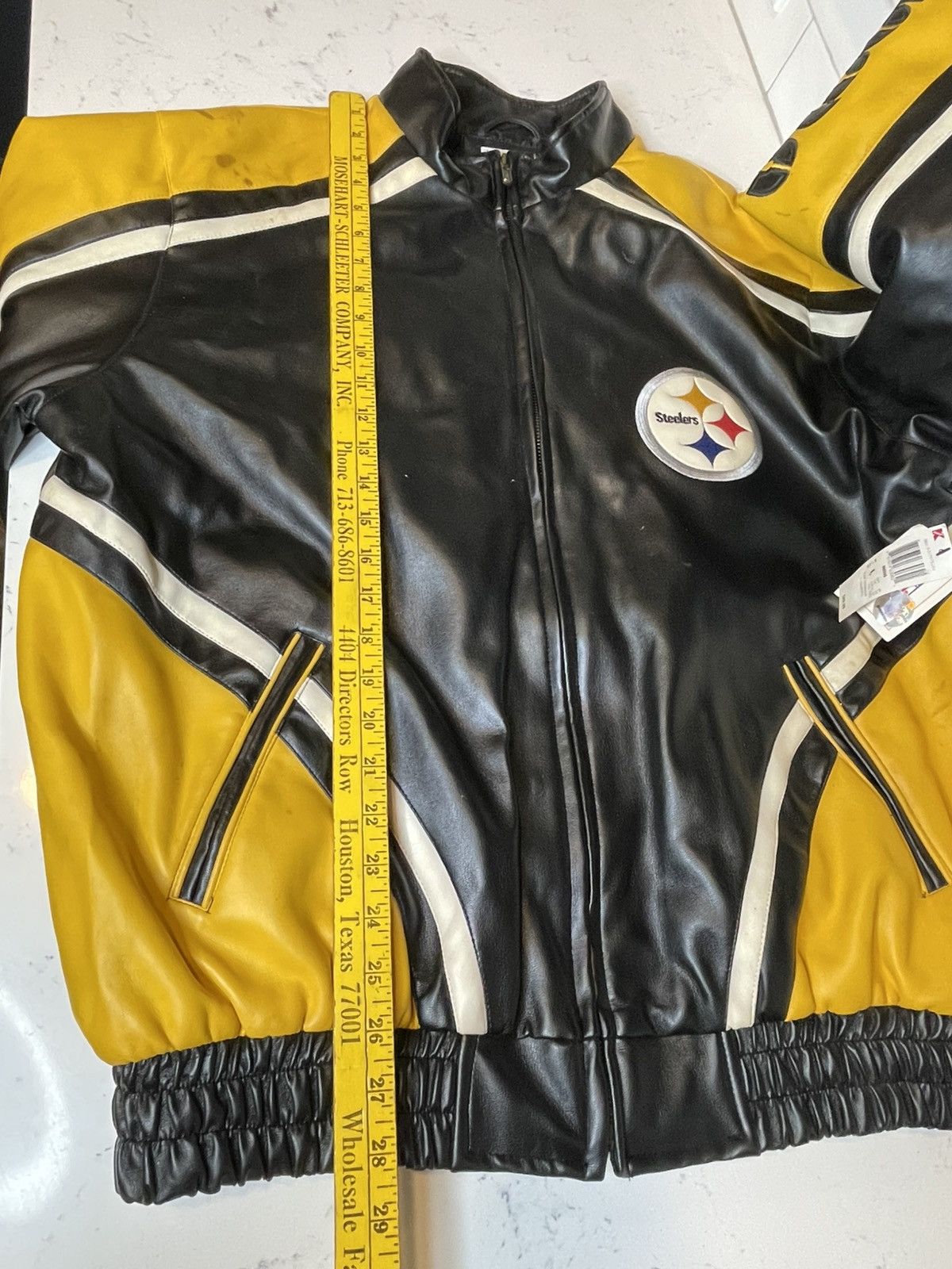 NFL Vtg Pittsburgh Steelers Faux Leather GIII Jacket NWT *FLAW Size US L / EU 52-54 / 3 - 7 Thumbnail