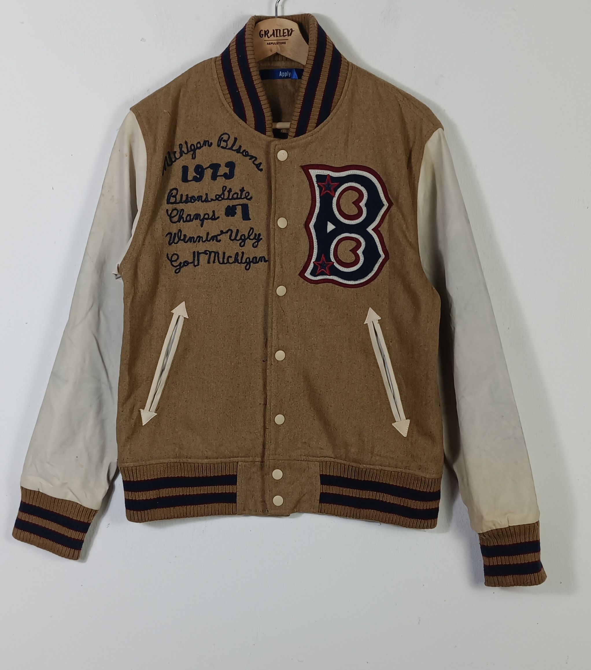 Japanese Brand × Vintage 90🔥Vintage Apply Letterman Varsity Jacket Size US M / EU 48-50 / 2 - 1 Thumbnail