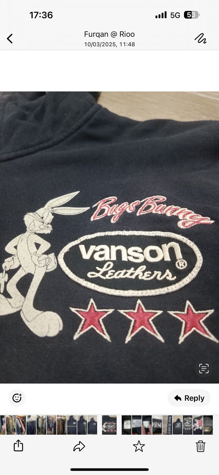 Vanson Leathers Vanson X Looney Tunes Hoodie Zipper Size US XXL / EU 58 / 5 - 13 Thumbnail