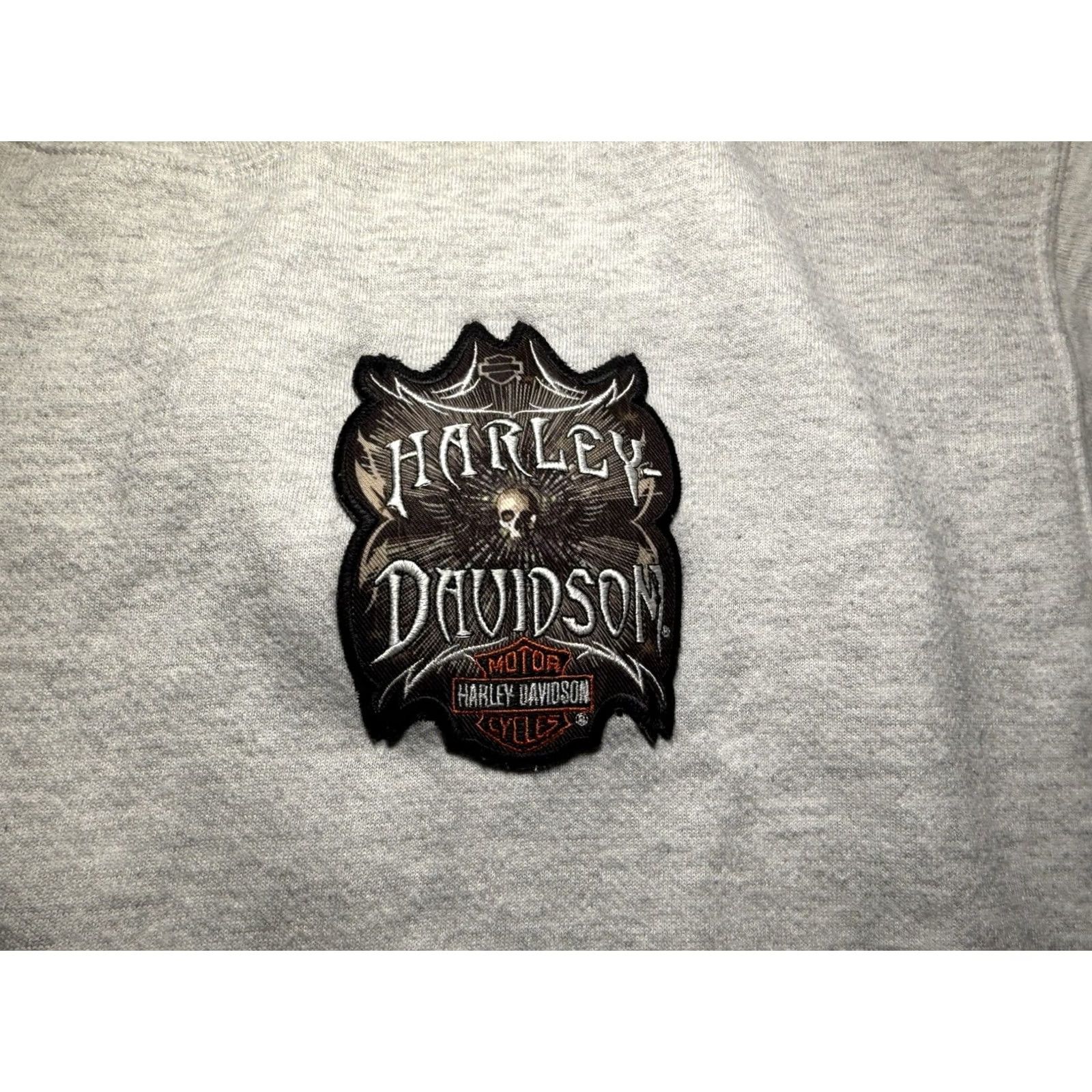 Harley Davidson VINTAGE Harley-Davidson Sweatshirt Crewneck Unisex Adults L Gray Heavyweight 90s Patch Skull Lee Large Size US L / EU 52-54 / 3 - 3 Thumbnail
