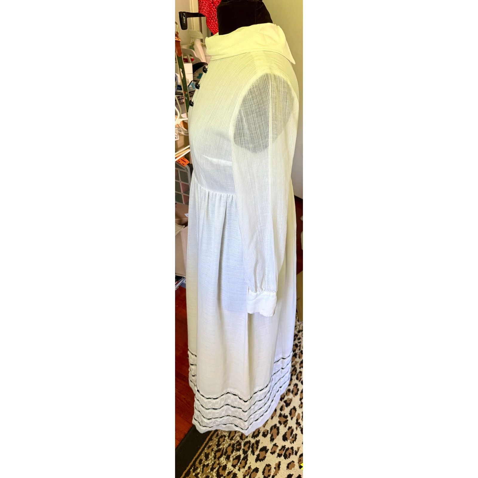 Vintage Vintage Lori Till 70's White Black Prairie Maxi Dress Small Size S / US 4 / IT 40 - 5 Thumbnail