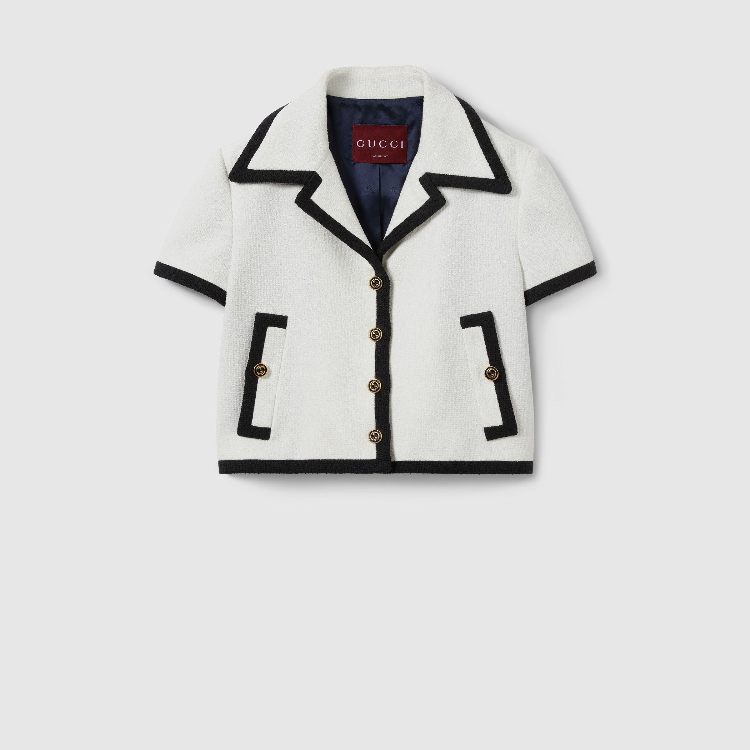 Gucci o1loc1c0226 784829 Cotton Tweed Jacket in White/Black Size S / US 4 / IT 40 - 1 Thumbnail