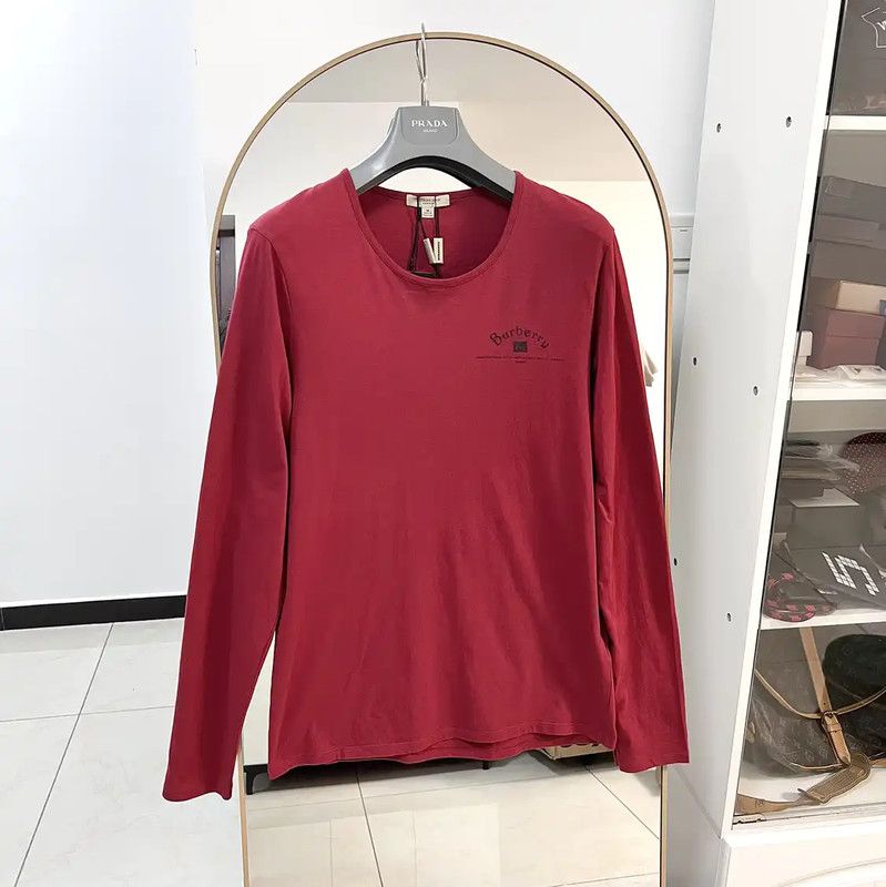 Burberry Burberry Red Cotton Long Sleeve T-Shirt Size US M / EU 48-50 / 2 - 1 Thumbnail