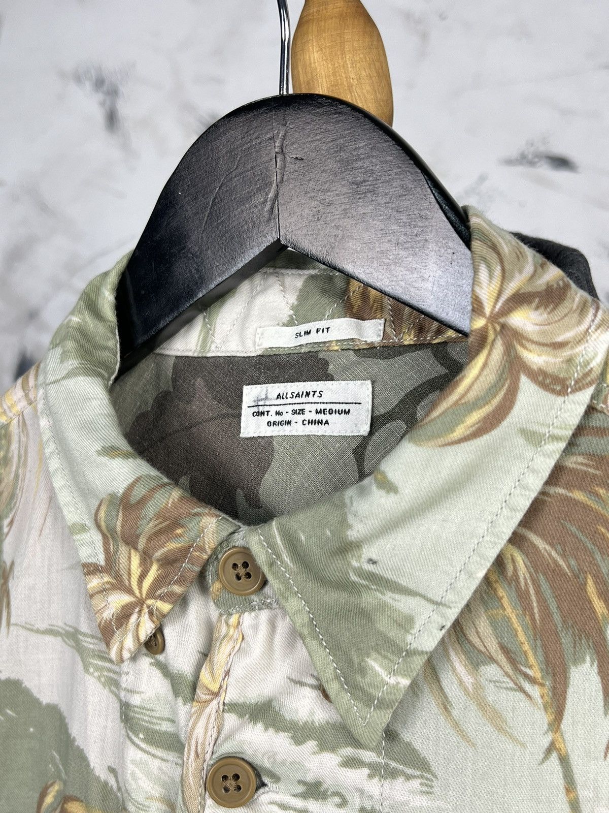Allsaints Vintage AllSaints Palm Print Button Up Shirt Size M - L Size US M / EU 48-50 / 2 - 5 Thumbnail
