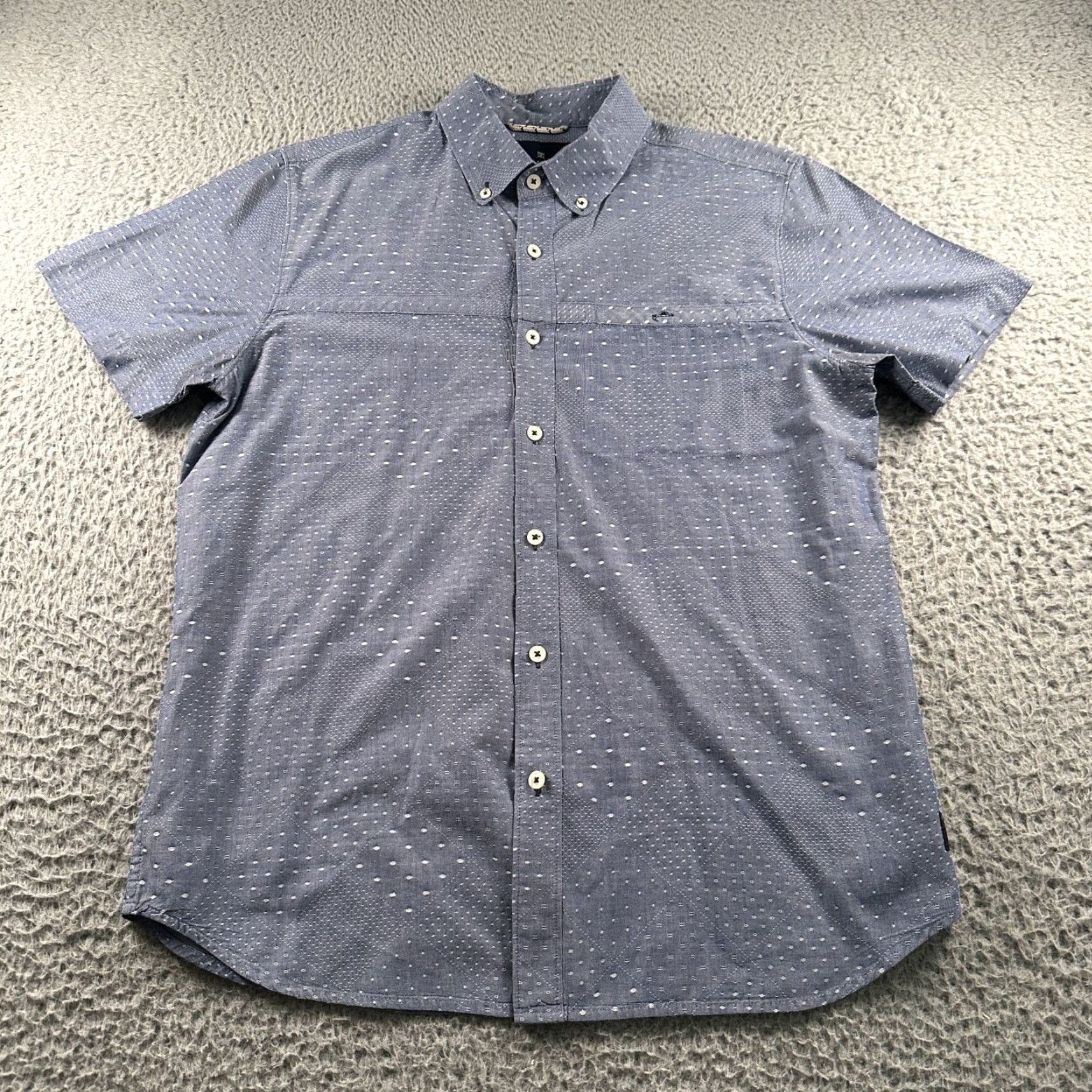 Roark The Roark Revival Shirt Mens M Short Sleeve Button Down Pocket Blue Polka Dot Cotton Size US M / EU 48-50 / 2 - 2 Thumbnail