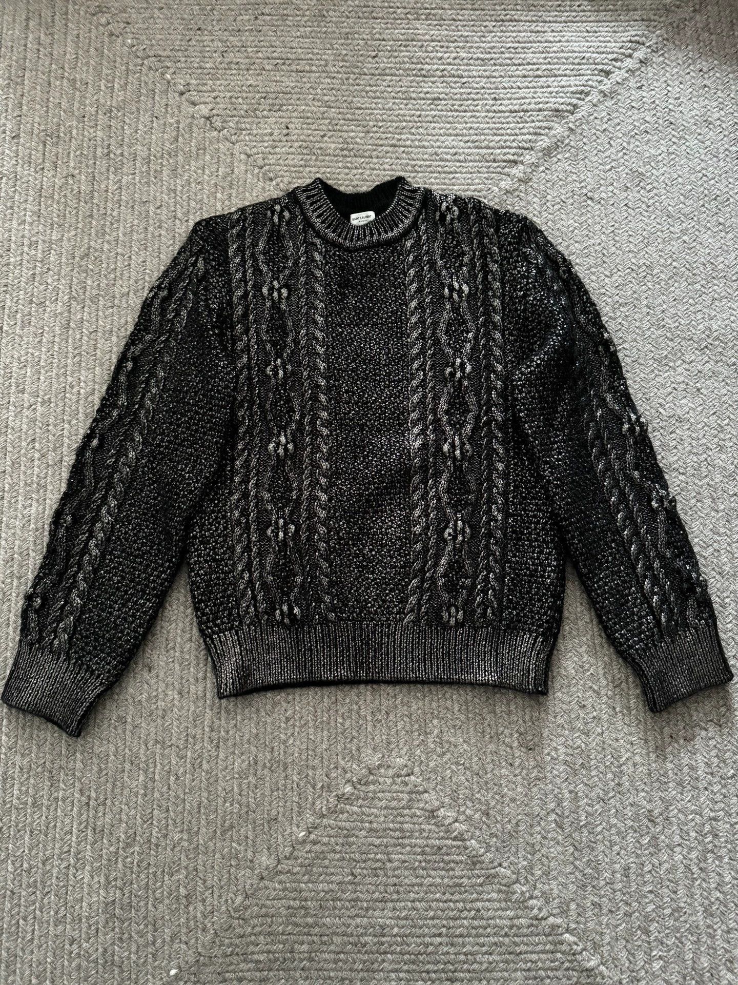 Saint Laurent Paris Saint Laurent Paris Black silver Fried Dough Twists rope sw Size US XL / EU 56 / 4 - 1 Thumbnail