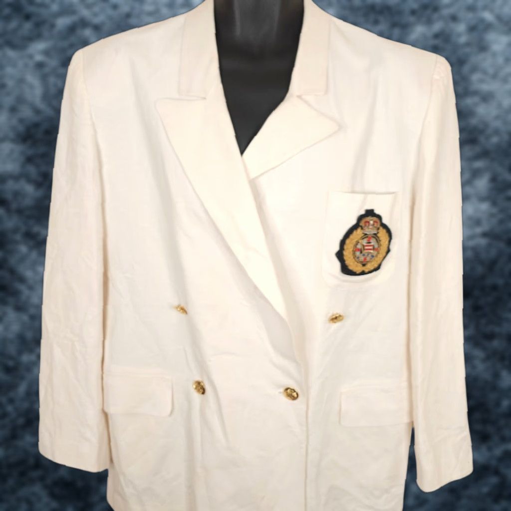 Vintage VINTAGE Rafaella Blazer Womens Size 14 White Double-Breasted 90s Navy NYK Line Shipping Company Theme Suit Jacket Size XL / US 12-14 / IT 48-50 - 1 Thumbnail