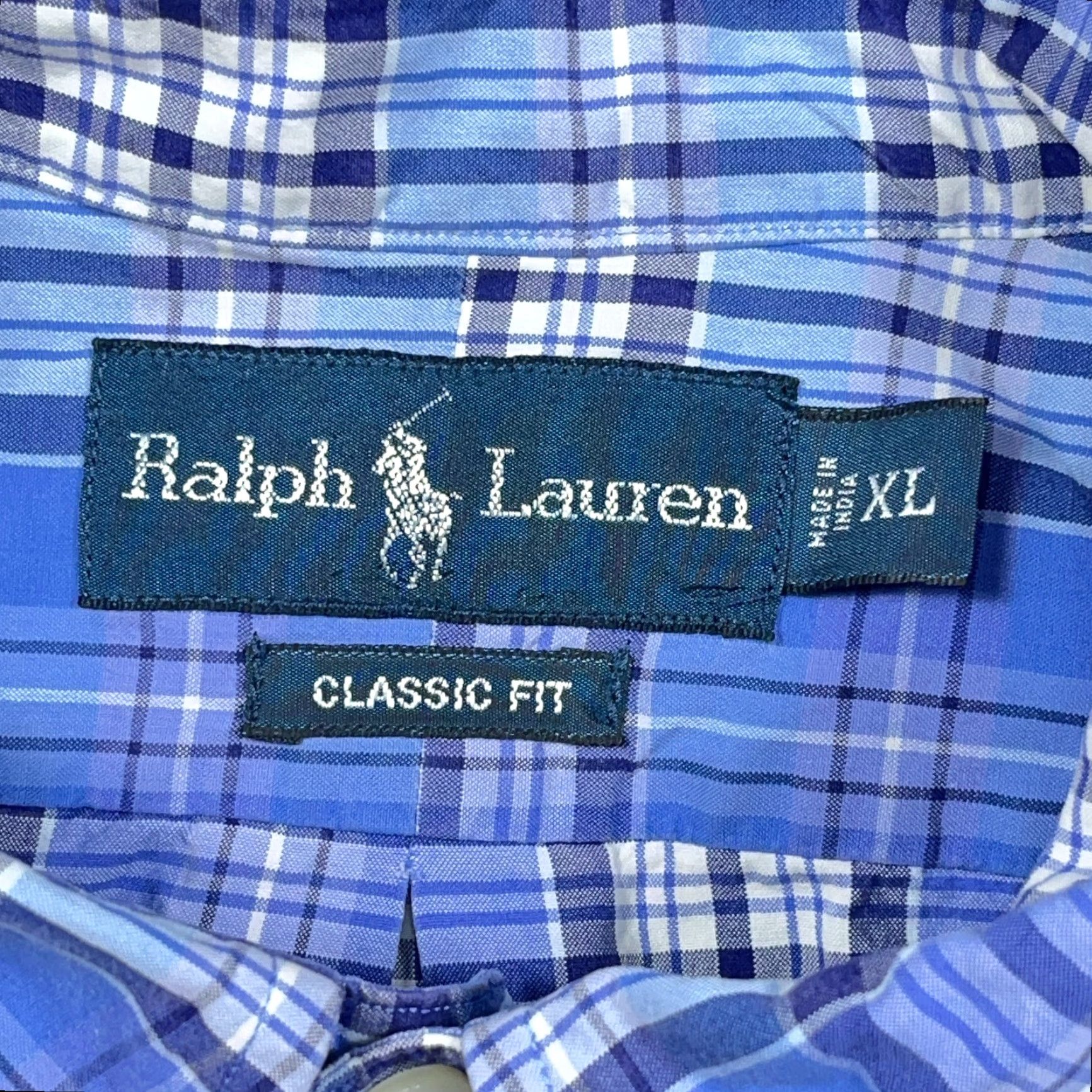 Ralph Lauren Ralph Lauren Shirt Men XL Classic Fit Blue Plaid Button Up Dress Poplin Tartan Size 46R - 4 Thumbnail