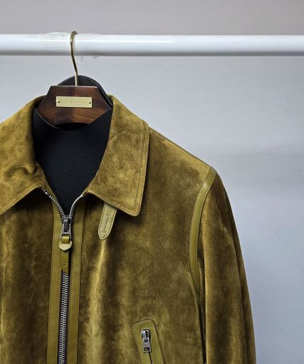 Tom Ford o1sm1stk0624 Cashmere Suede Piping Leather Blouson Jacket Size US L / EU 52-54 / 3 - 2 Thumbnail