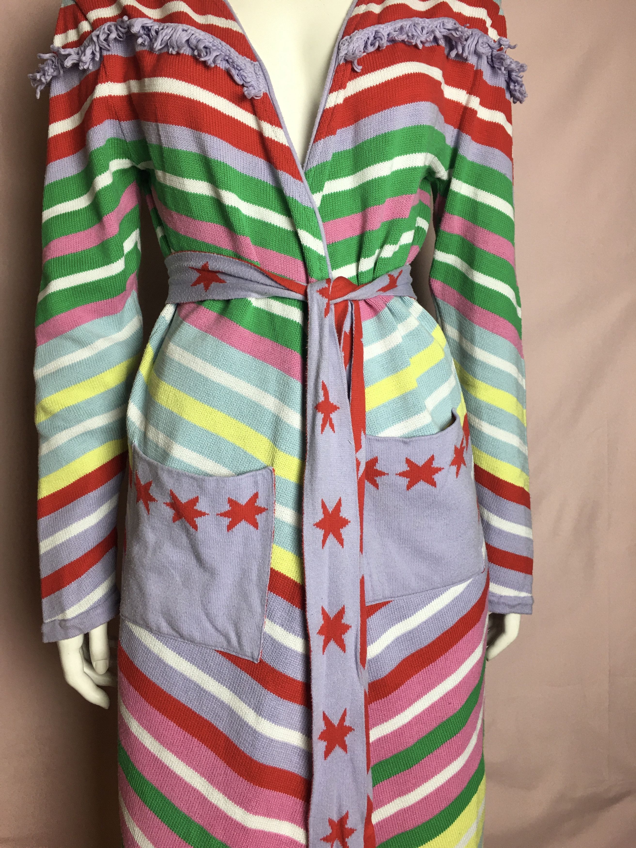 Japanese Brand Hayley Menzies Jacquard Candy Cane Long Cotton Cardigan Size M / US 6-8 / IT 42-44 - 8 Thumbnail