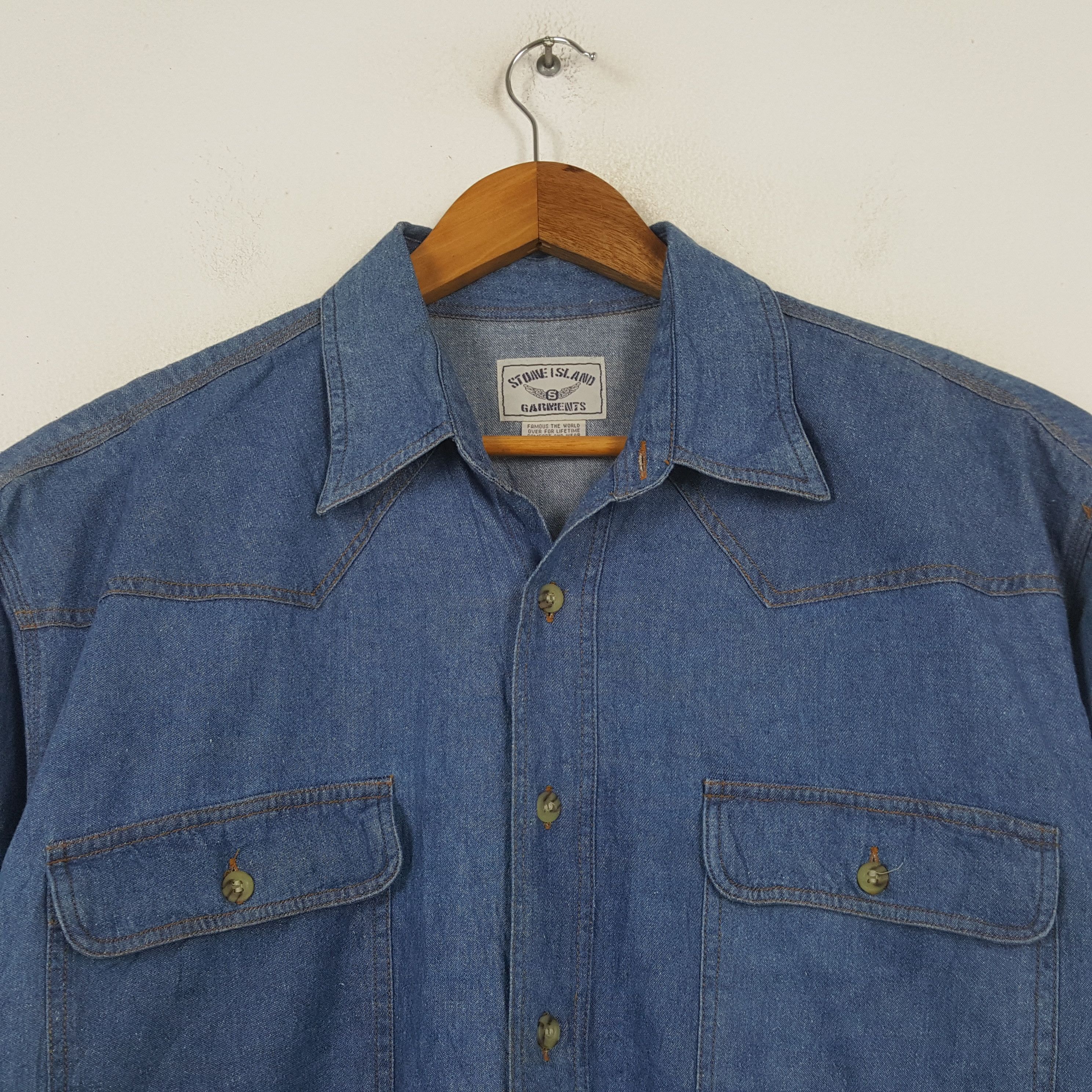 Dior × Stone Island Vintage STONE ISLAND Western Denim Style Polos 31 Size US L / EU 52-54 / 3 - 2 Thumbnail