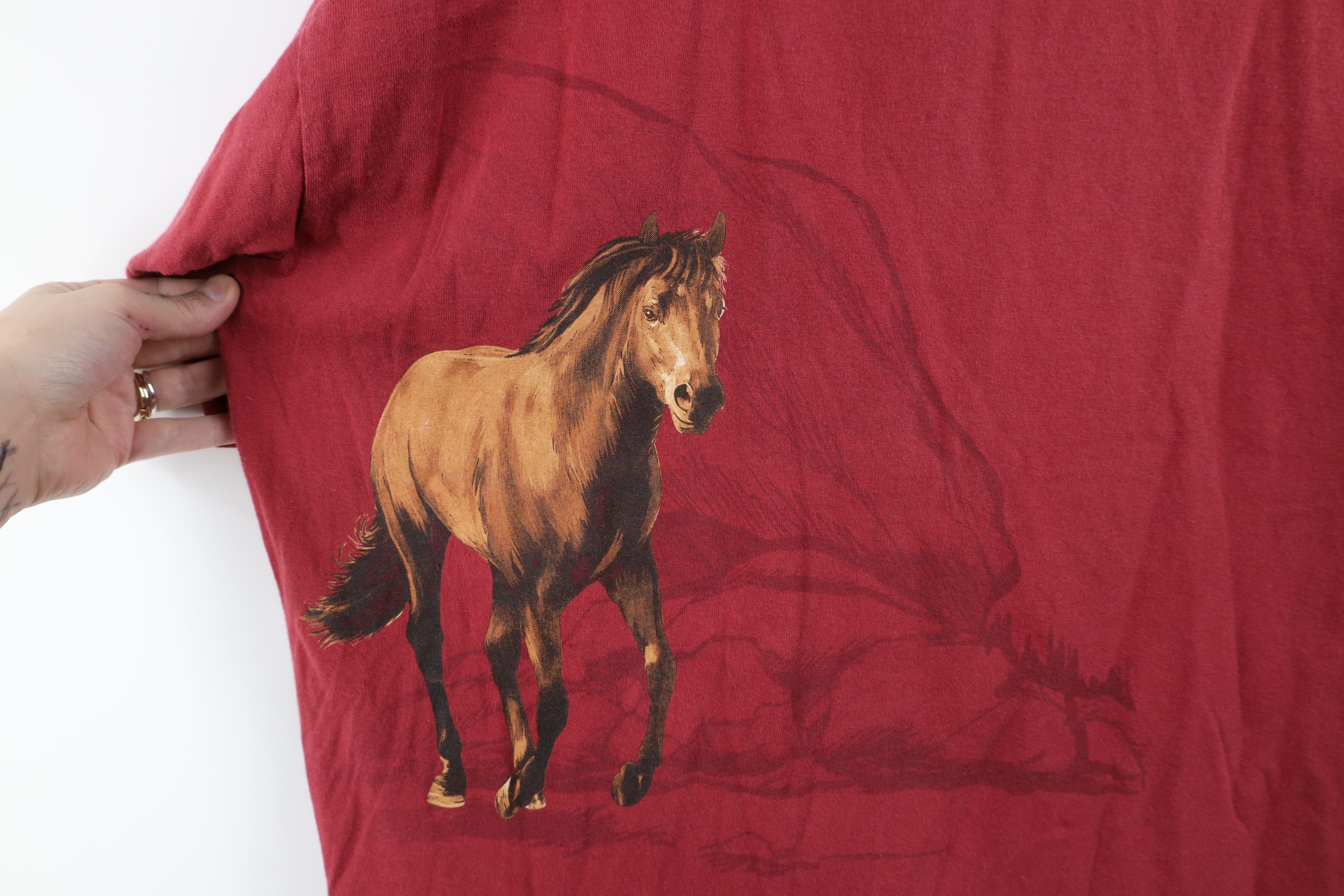 Vintage Vintage 90s Streetwear Equestrian All Over Print T-Shirt Red Size US XL / EU 56 / 4 - 5 Thumbnail