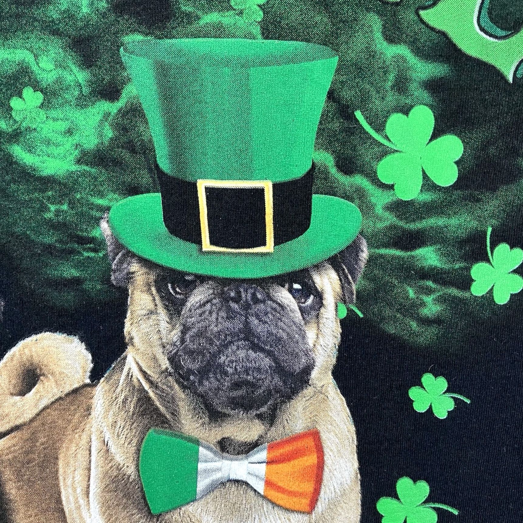 Fruit Of The Loom VINTAGE Fruit of the Loom Men’s T-Shirt 2XL Black Short Sleeve Pug Dog St. Patrick’s Day Funny Graphic Size US XXL / EU 58 / 5 - 5 Thumbnail