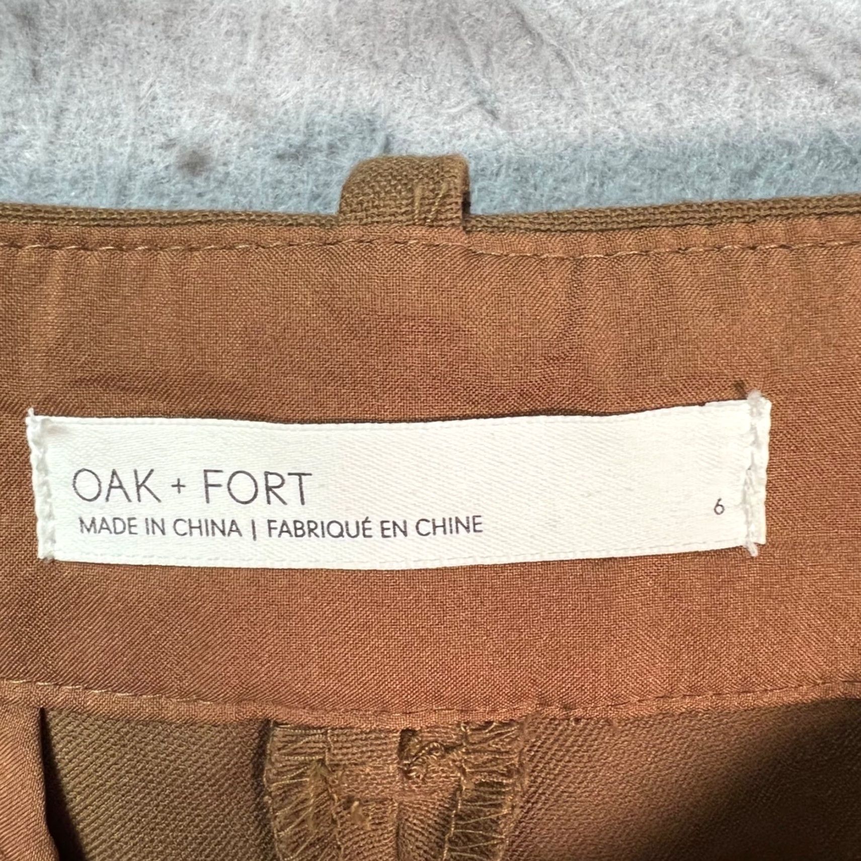 Oak + Fort Oak + Fort Womens 6 Camel Brown Wide-Leg Trousers Dress Pants Slim Flat Front High Rise Christmas? Size 28" / US 6 / IT 42 - 3 Thumbnail