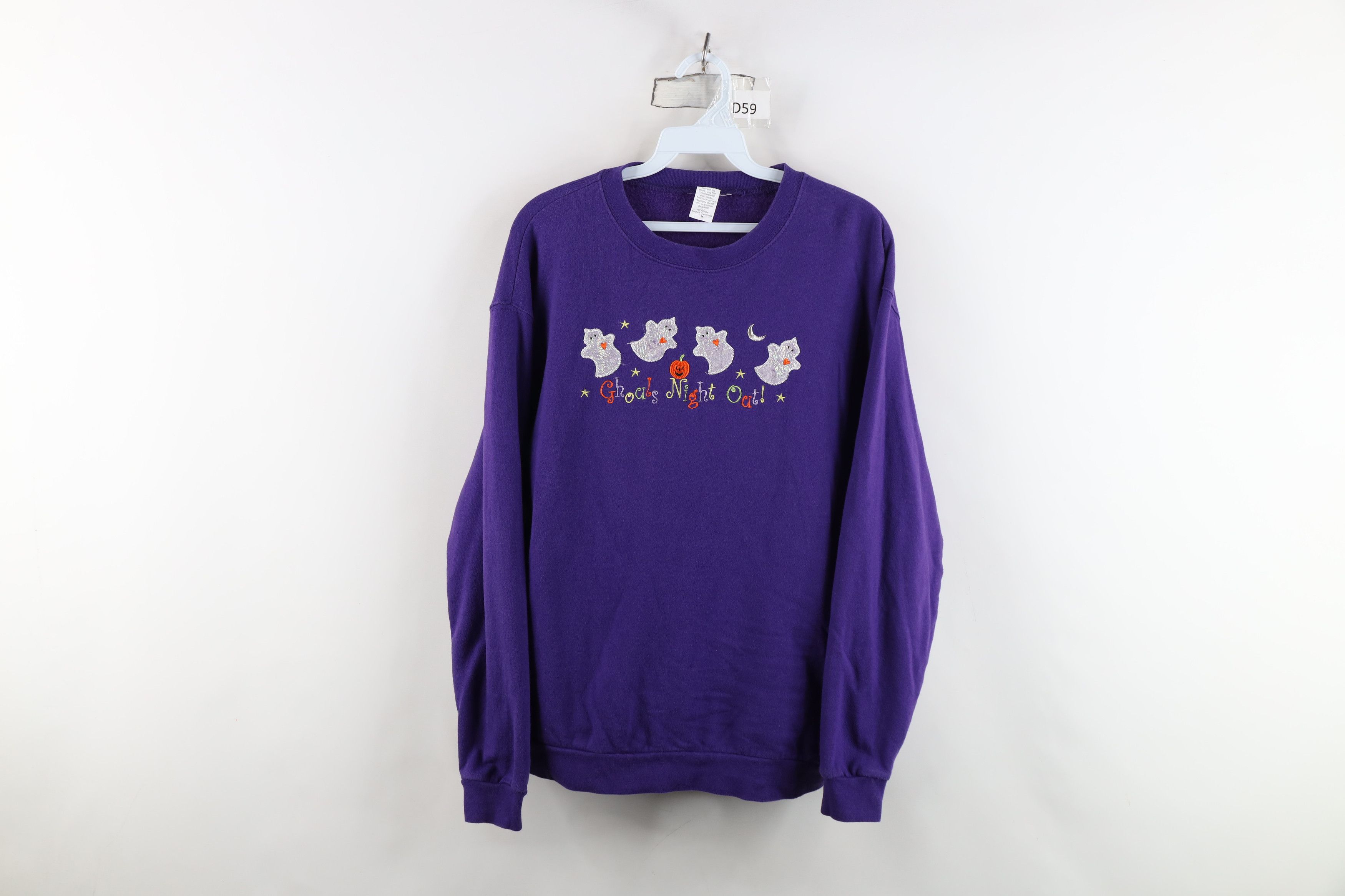 Vintage Vintage 90s Halloween Ghouls Night Out Ghost Sweatshirt Size M / US 6-8 / IT 42-44 - 1 Thumbnail