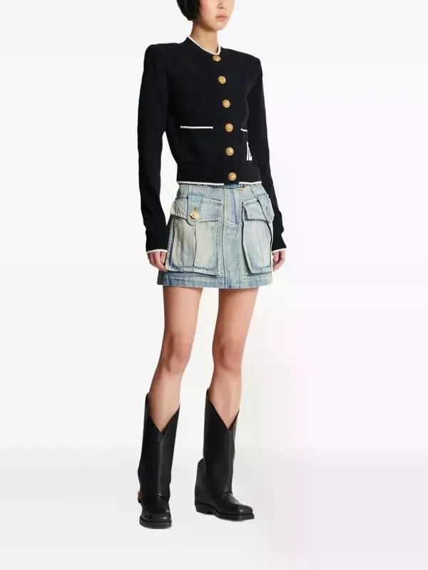 Balmain o1s1wg111225 Knitted Cardigan in Black Size XL / US 12-14 / IT 48-50 - 2 Thumbnail