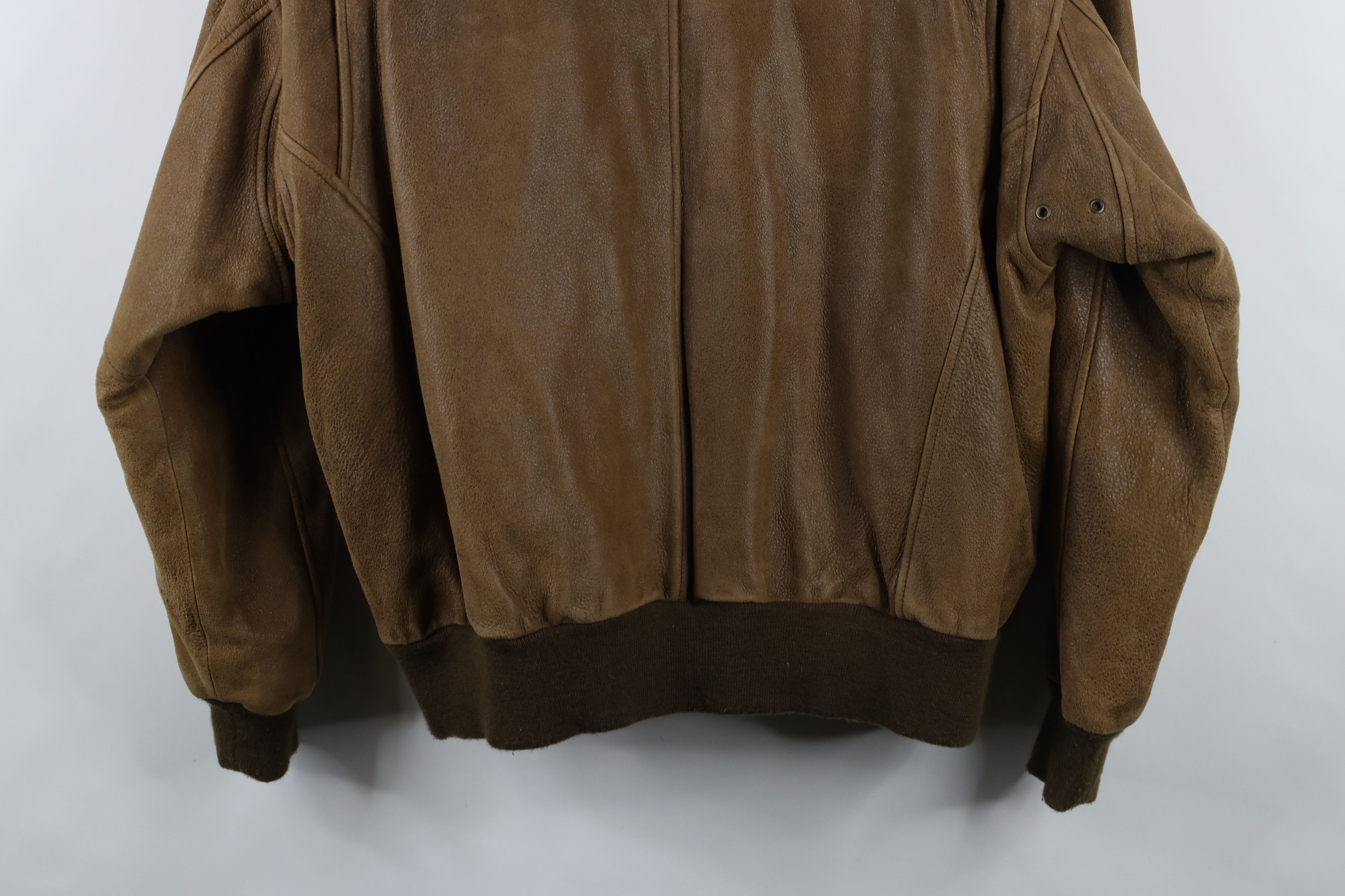 Vintage Vintage 90s Streetwear Heavy Suede Leather Bomber Jacket Size US L / EU 52-54 / 3 - 15 Thumbnail