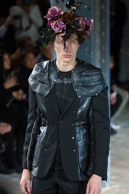 Comme des Garcons Comme Des Garcons Leather, fur, patchwork wool, studded bl Size US M / EU 48-50 / 2 - 8 Thumbnail