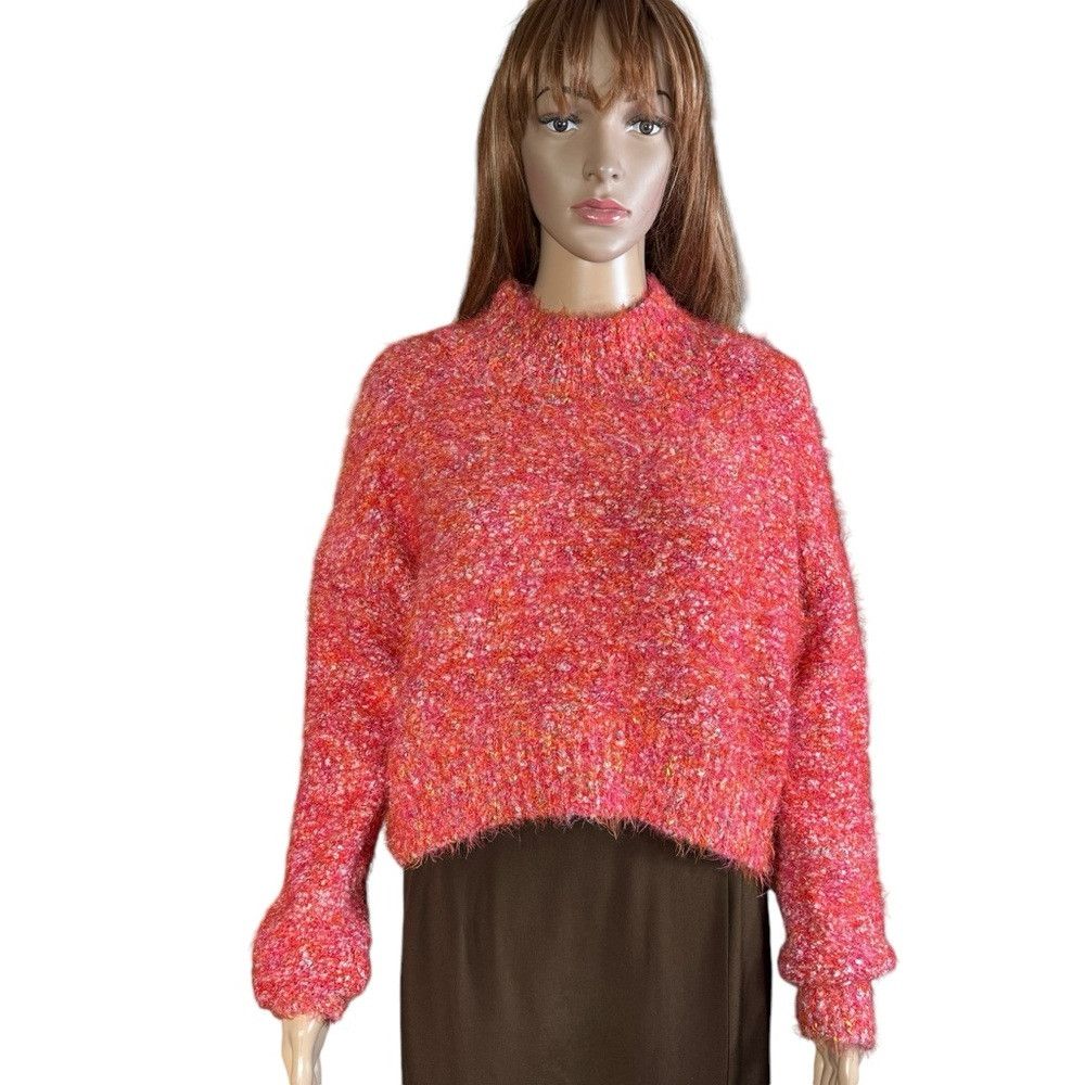 Free People New Free People Stardust Crop Super Soft Red Pullover Sweat Size XS / US 0-2 / IT 36-38 - 2 Thumbnail
