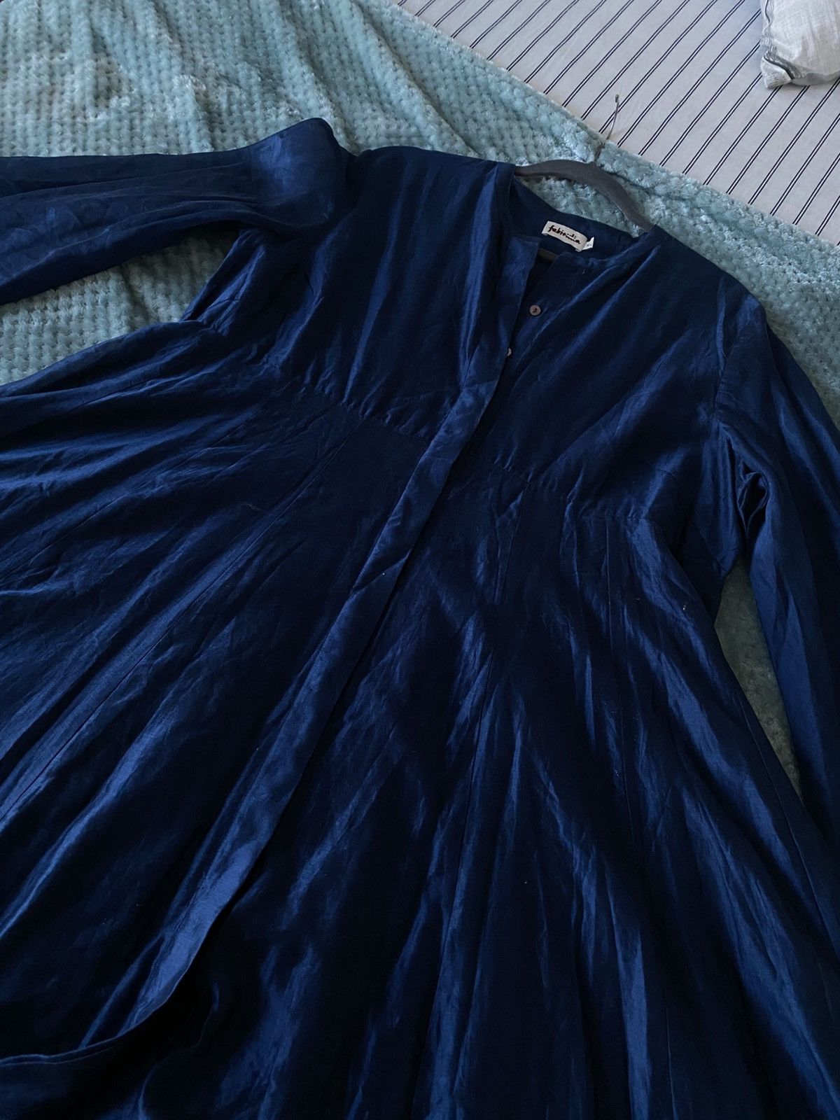 Other Fabindia XL Maxi Cotton Silk Button Front printedBlue Dress Size XL / US 12-14 / IT 48-50 - 8 Thumbnail