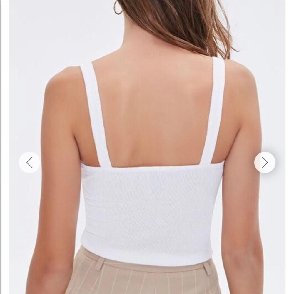 Designer Stylish White Cropped Camisole Top Size M / US 6-8 / IT 42-44 - 2 Thumbnail