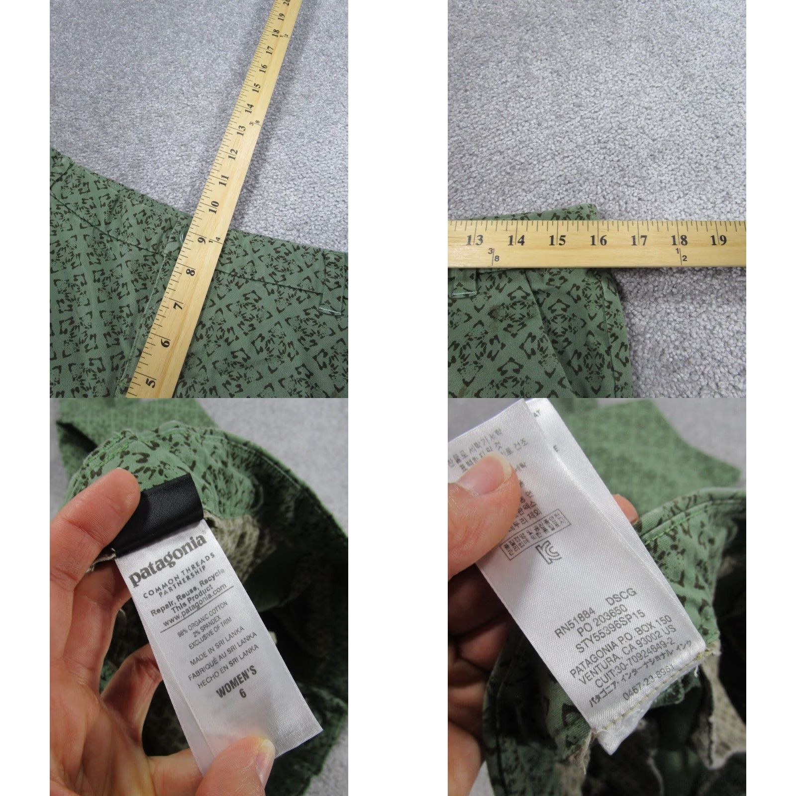 Patagonia Womens Six Inch Stretch All Wear Capri Pants In Green Chino With Comfortable Fabric Size 28" / US 6 / IT 42 - 8 Thumbnail