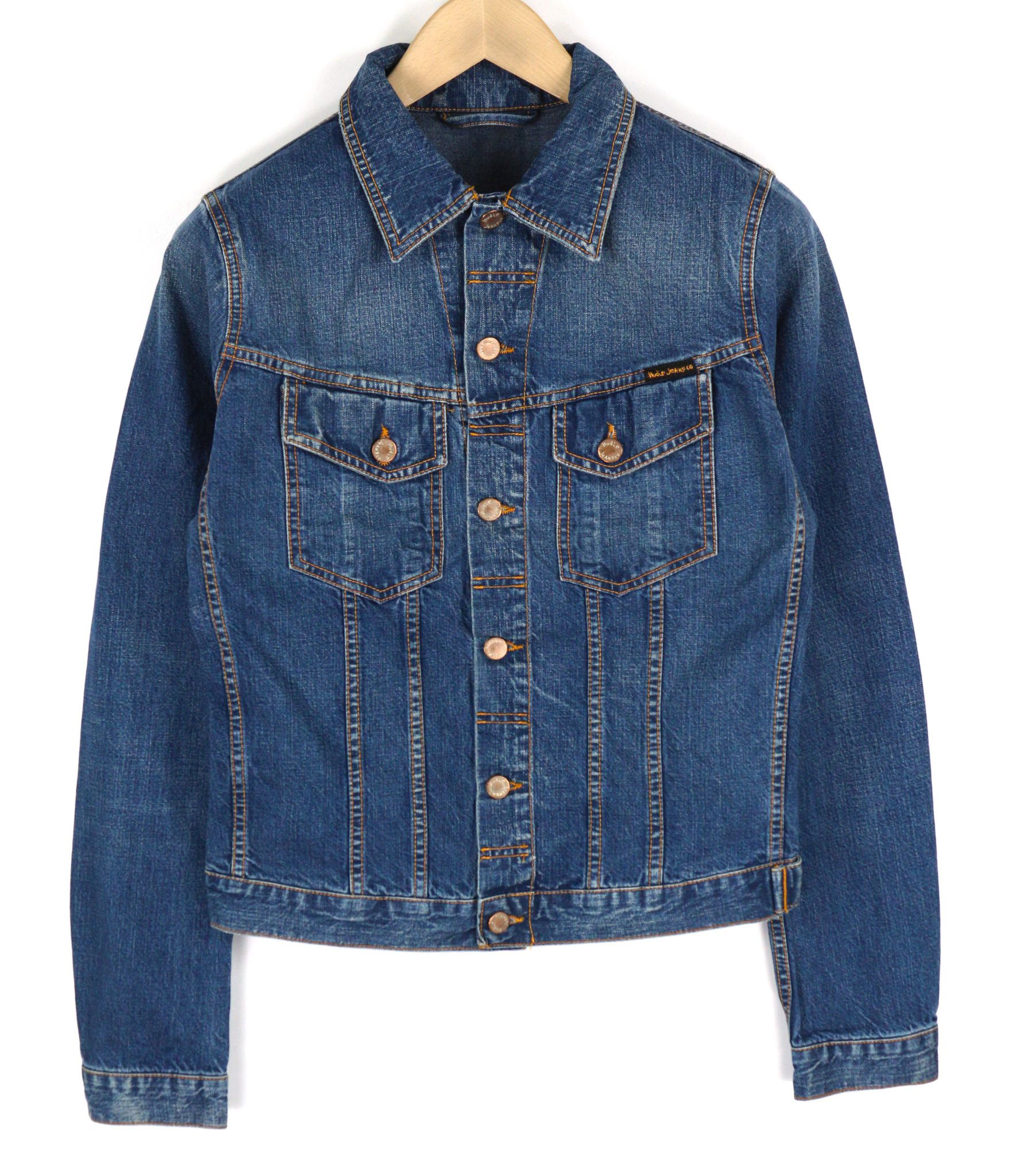 Nudie Jeans TERRY S Worn Washed Blue Denim Jacket 81602 Size US S / EU 44-46 / 1 - 1 Thumbnail