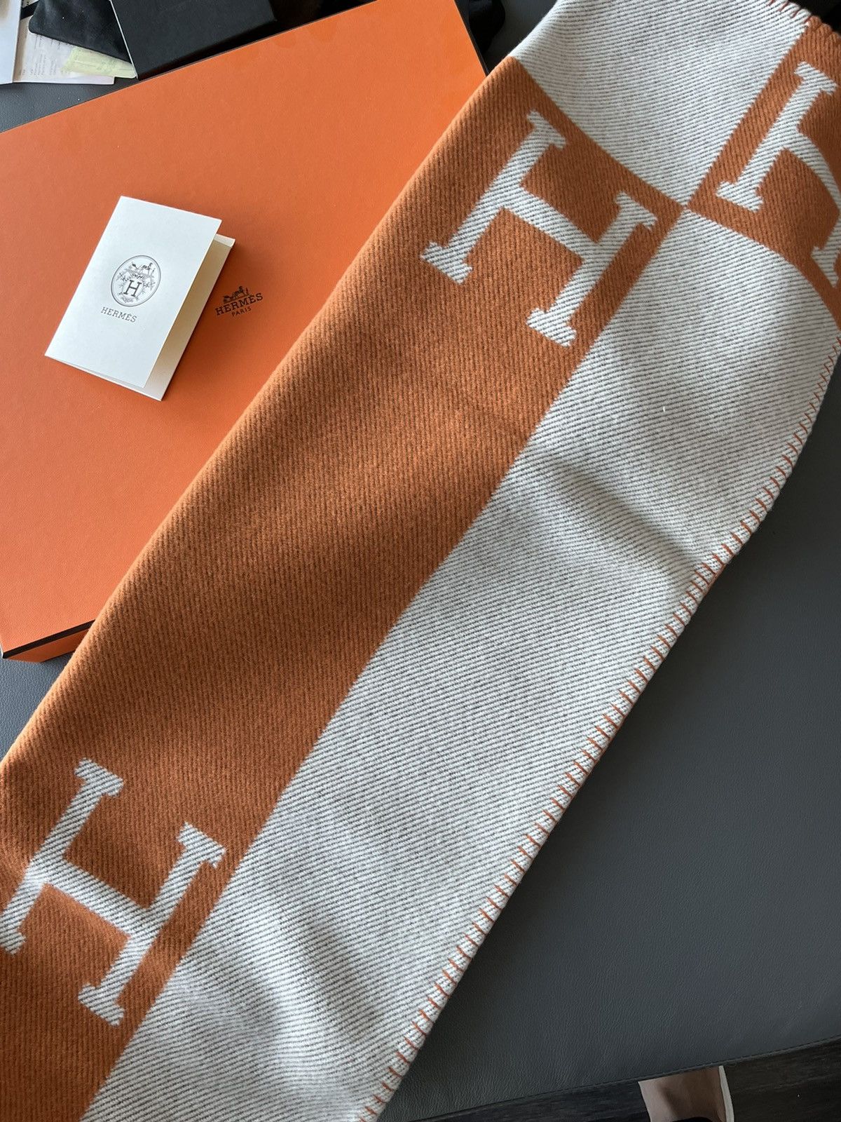 Hermes Hermes Brand New Classic Avalon Wool Cashmere XL Blanket Size ONE SIZE - 8 Thumbnail