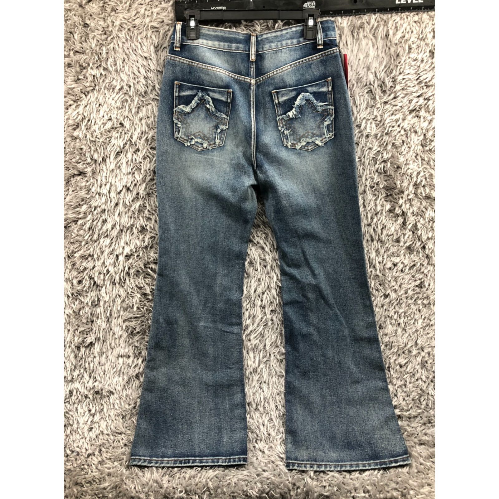 Vintage ROMWE Jeans Flare High Rise Size L Womens Medium Wash Blue Regular 28in Inseam 31in Denim Cotton 5-Pocket Size 36" / US 14 / IT 50 - 5 Thumbnail