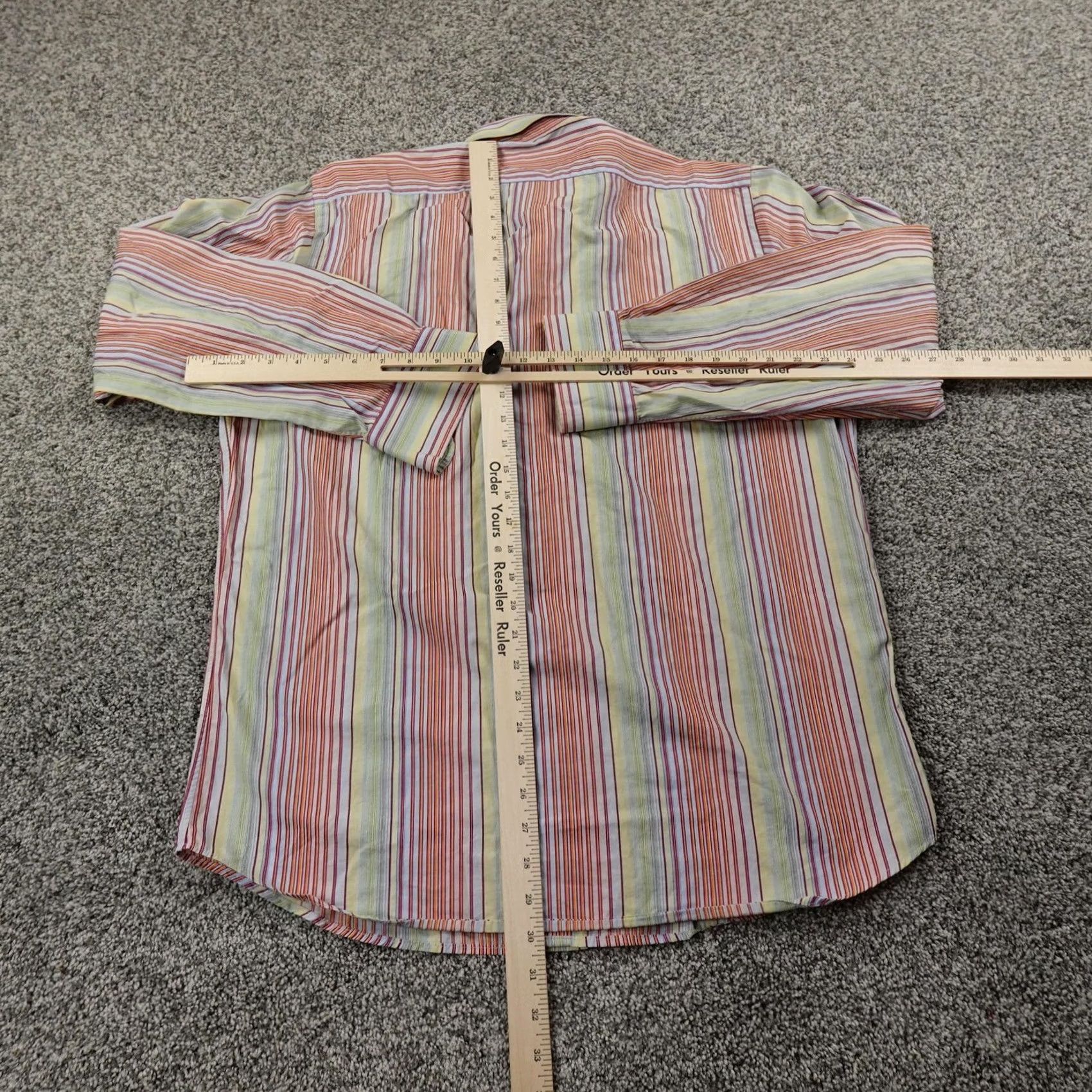 Luciano Barbera Luciano Barbera Shirt Mens Large Striped Button Up Long Sleeve Italy Dress Classic Colorful Fun Size 42R - 7 Thumbnail
