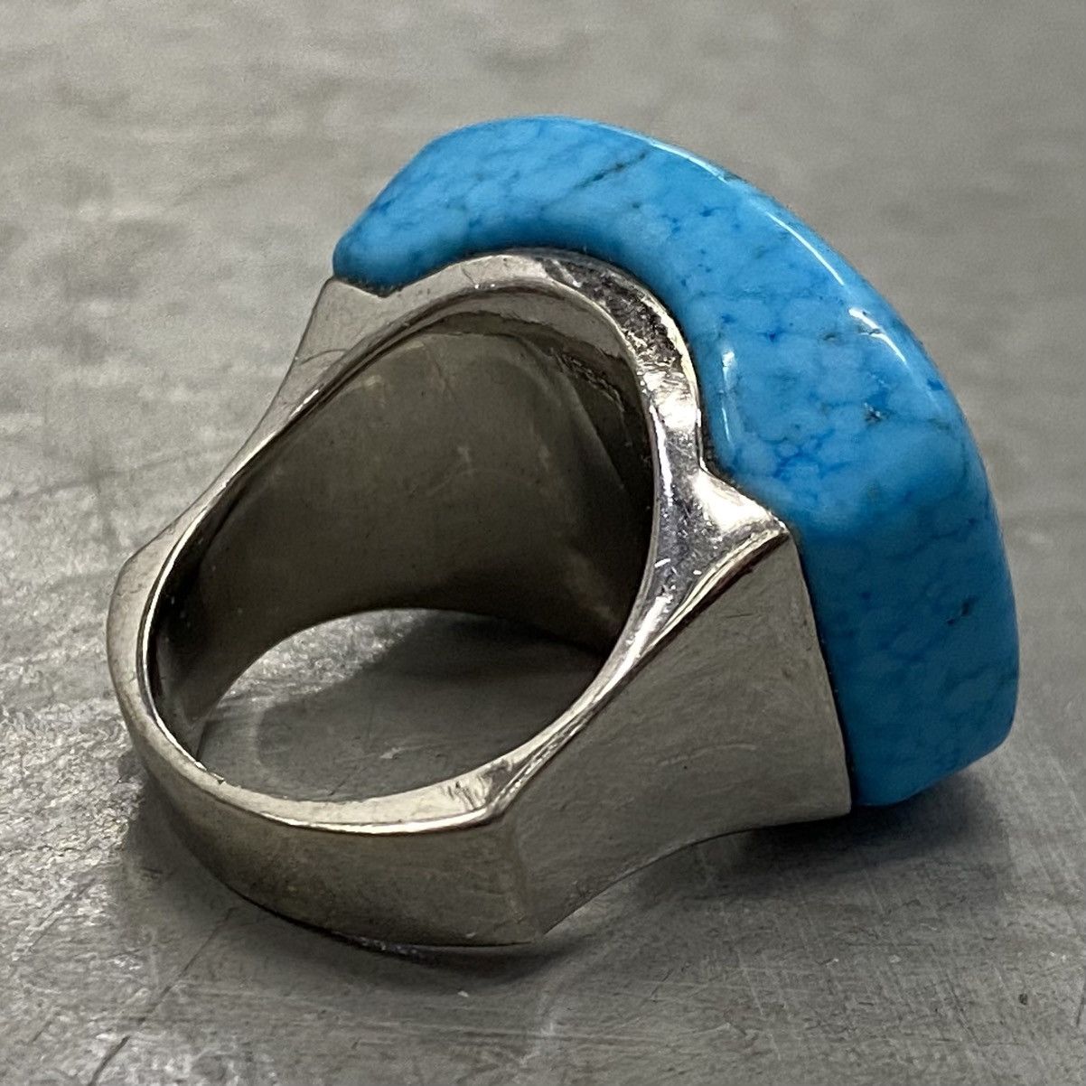 Kapital × Vintage Vtg Sterling Silver Turquoise Square Chunky Signet Ring Size ONE SIZE - 3 Thumbnail