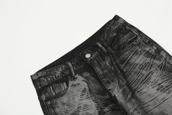 Jean Punk men's ink-splashed dirty loose straight jeans Size US 32 / EU 48 - 3 Thumbnail