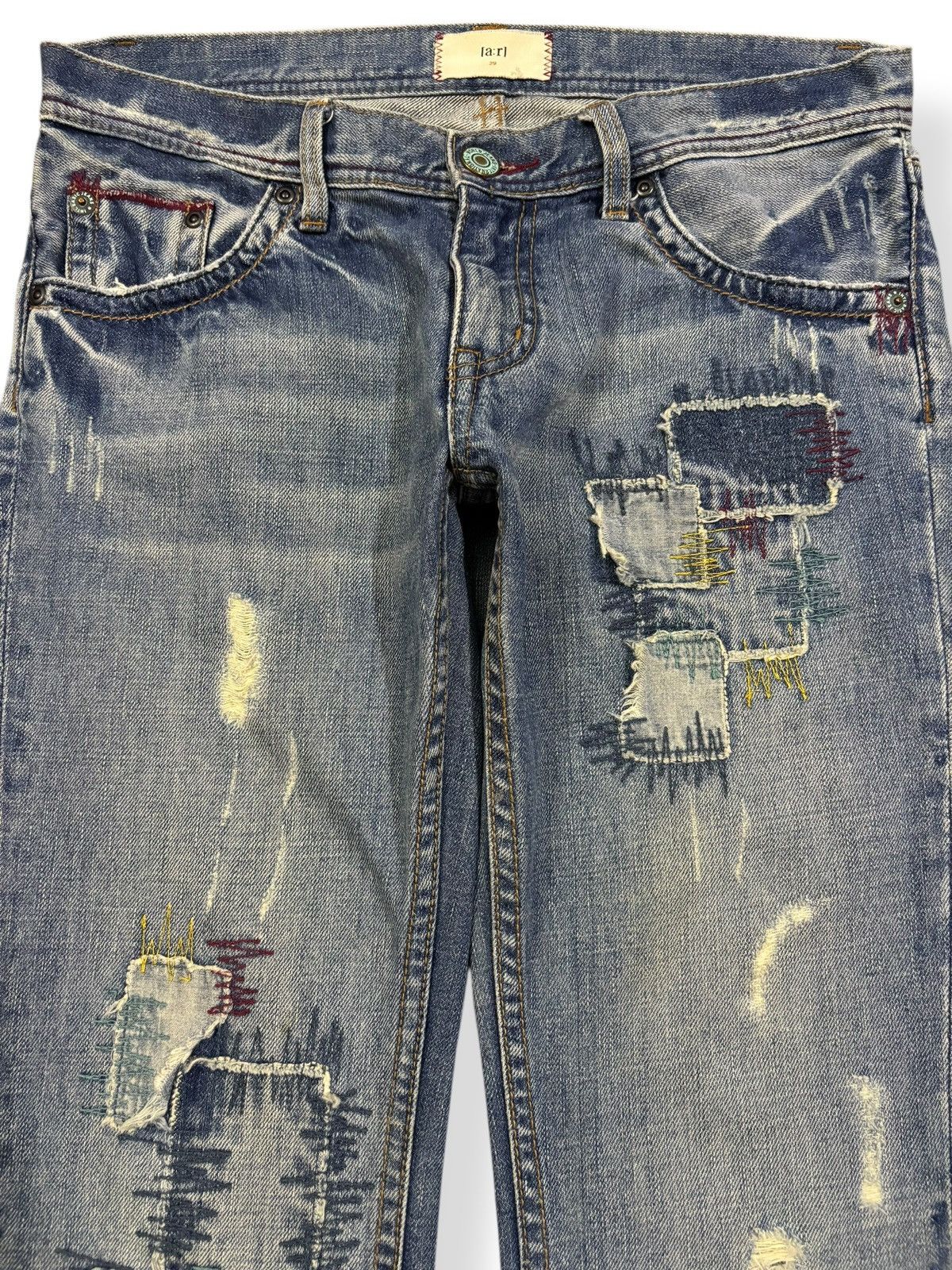 Kapital Vtg Japanese Brand Ia:rl Patchwork Flare Distressed Jeans Size 30" / US 8 / IT 44 - 3 Thumbnail