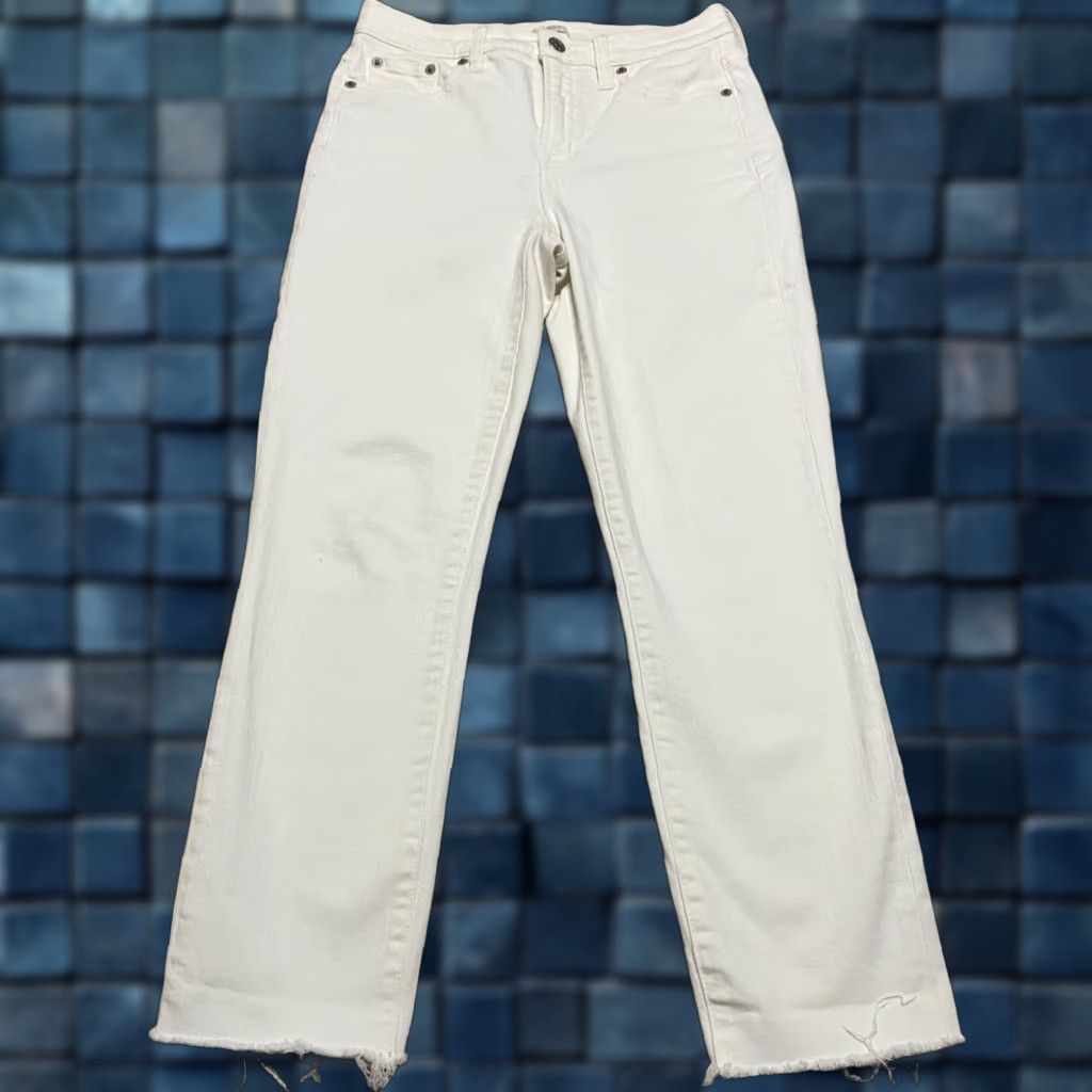 J.Crew VINTAGE J.CREW White Denim Light Wash Straight High Rise Jeans 26 Women Clean Modern Look Womens Jeans 26 in Inseam 24 in Cotton Polyester Spandex Size 26" / US 2 / IT 38 - 1 Thumbnail