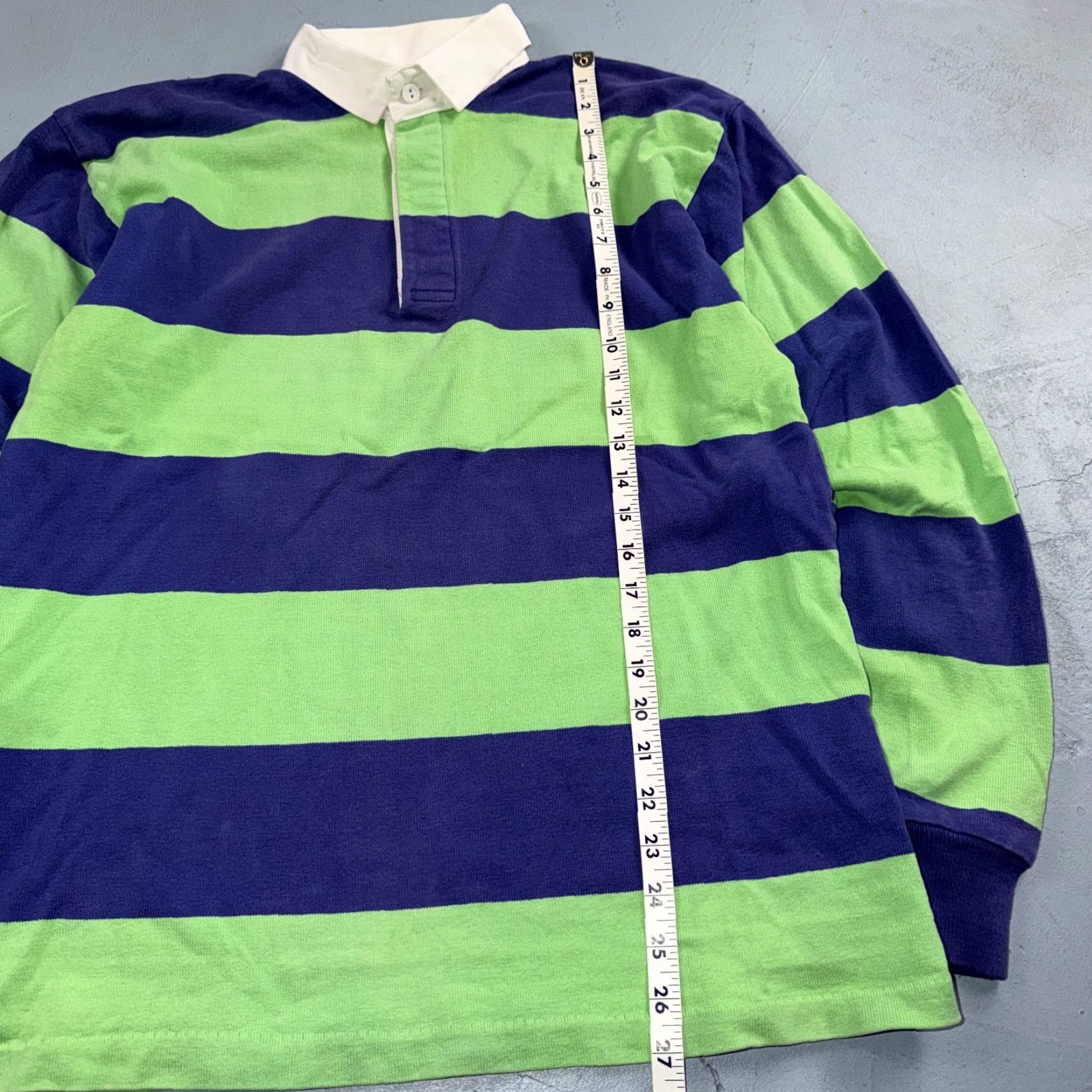 Lands' End VTG Lands End Rugby Shirt Mens M Heavy Cotton Polo Stripe Blue Green USA 80s 90s Size US M / EU 48-50 / 2 - 5 Thumbnail