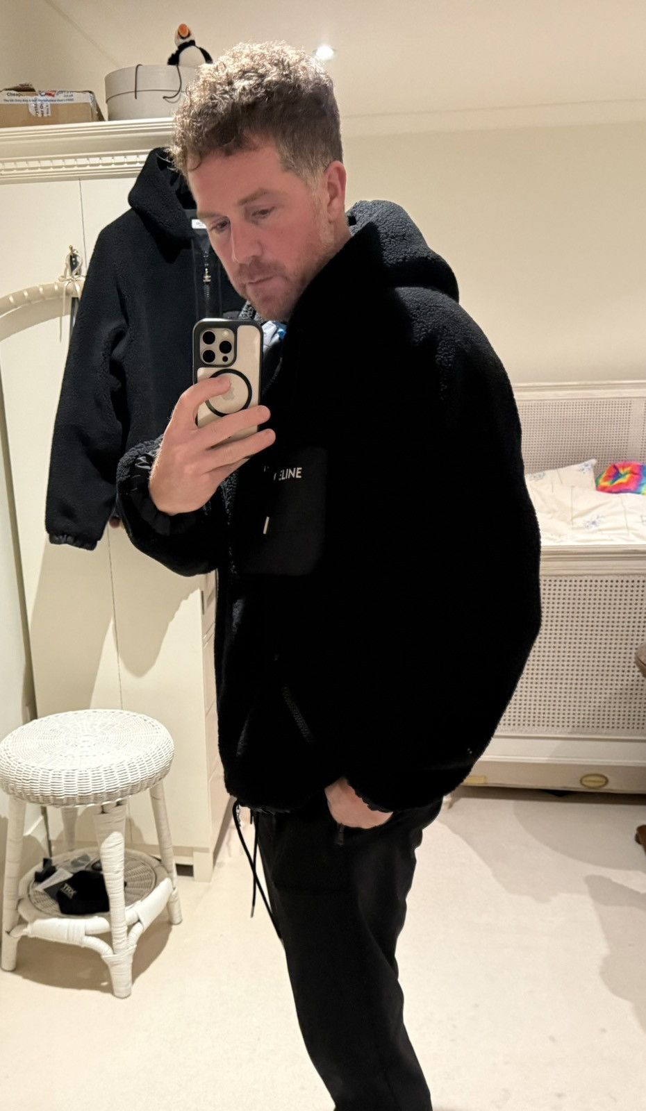 Celine $2.35k 🤑 FW24 Celine logo black fleece jacket Hedi grail XL Size US XL / EU 56 / 4 - 19 Thumbnail