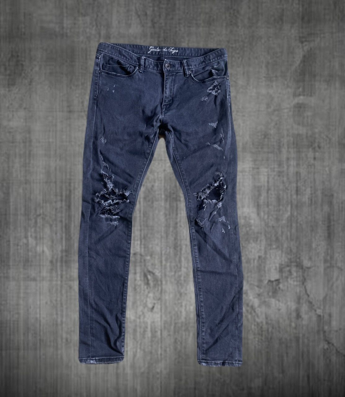 If Six Was Nine 2000s FUGA Vkei Distressed Skinny Jeans Japanese archive Size US 31 - 1 Thumbnail