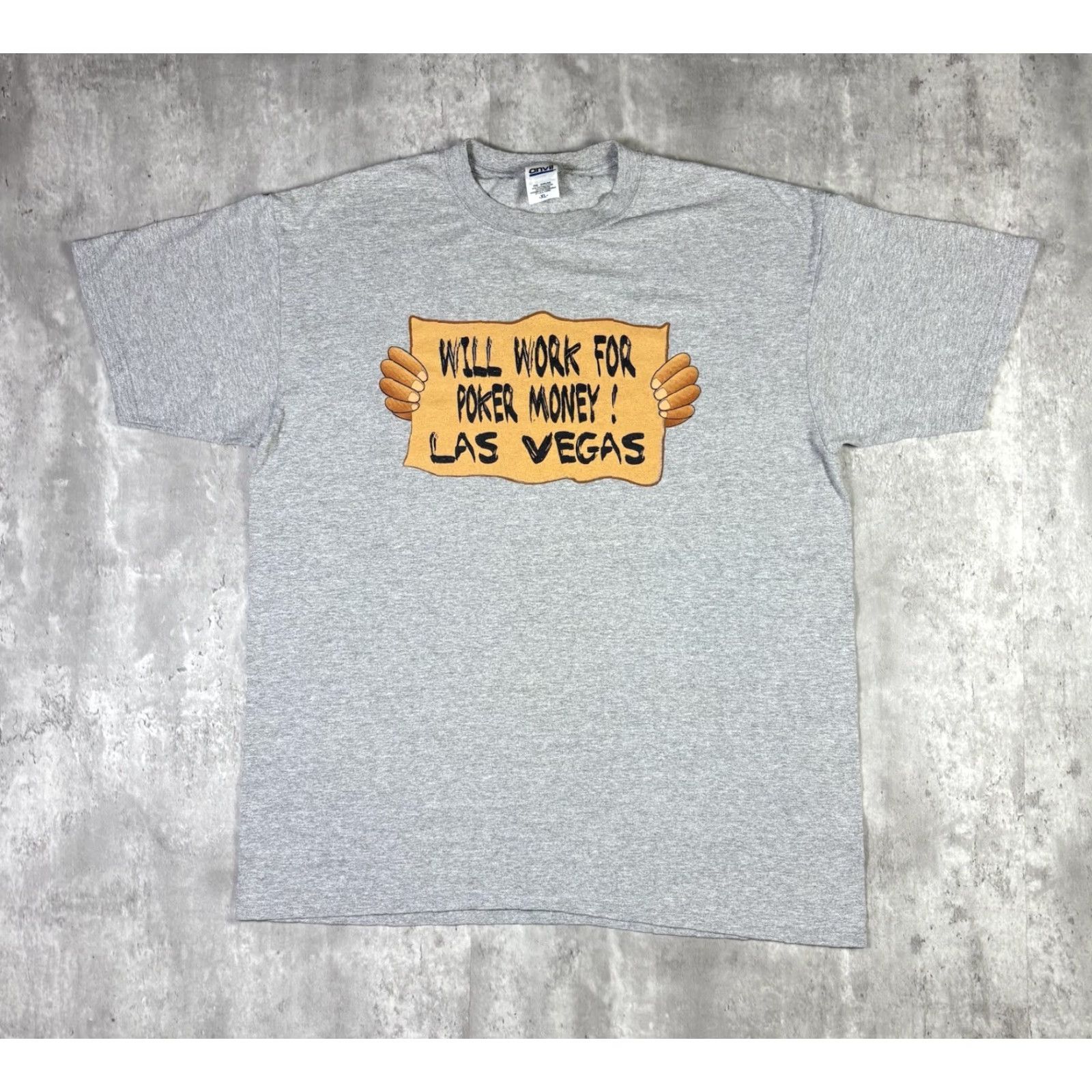 Anvil VINTAGE Poker Las Vegas Casino Funny Quote T Shirt Adult XL Gray Anvil Cotton Men's Regular Short Sleeve Crew Neck Humor Comedy Rio 90s Size US XL / EU 56 / 4 - 2 Thumbnail