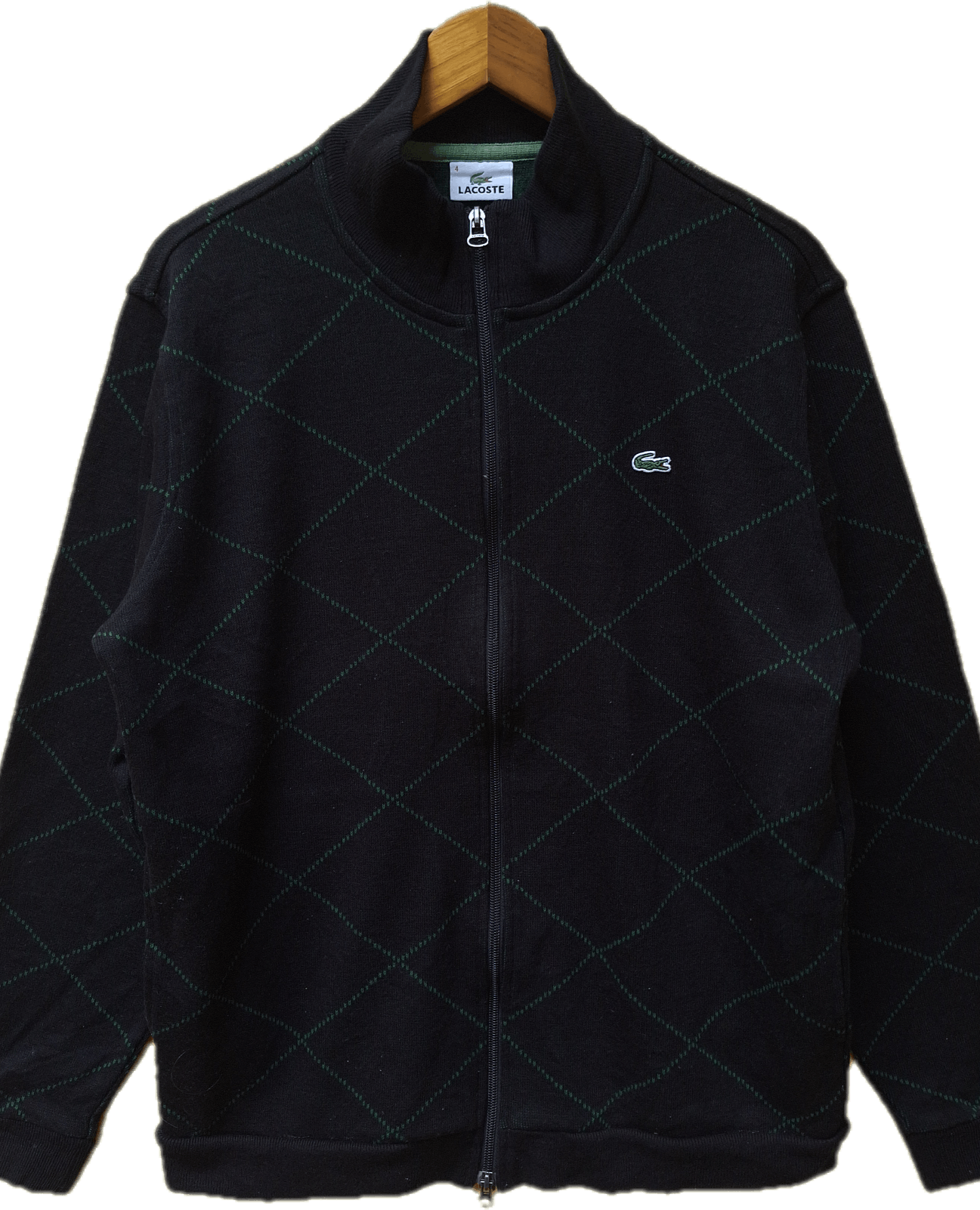 Lacoste × Vintage Lacoste Zipper Sweatshirt Checkered Black Size US L / EU 52-54 / 3 - 1 Thumbnail