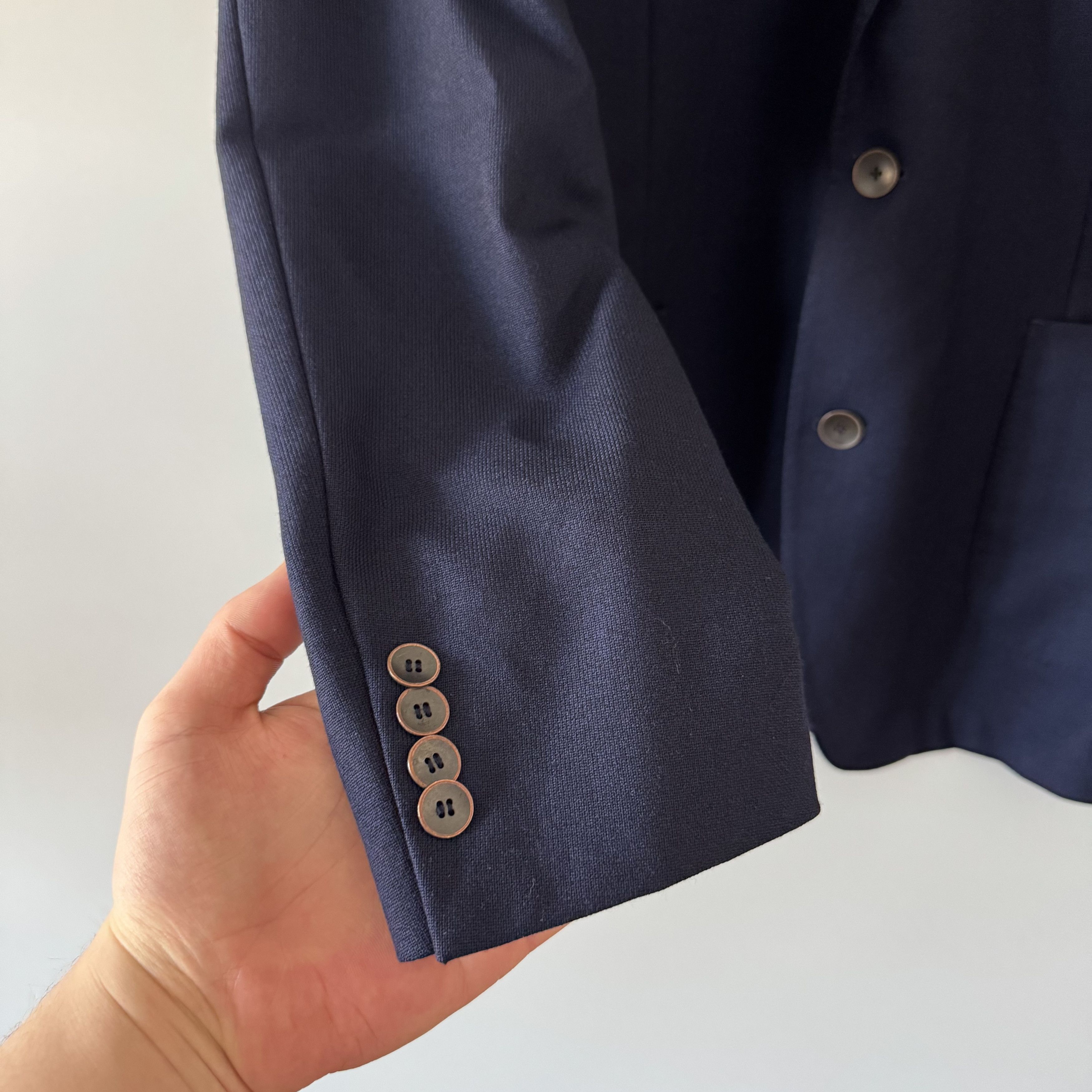 Oscar Jacobson Men's Oscar Jacobson Einar Navy Blue Wool Blazer Size 54 Size 54R - 9 Thumbnail