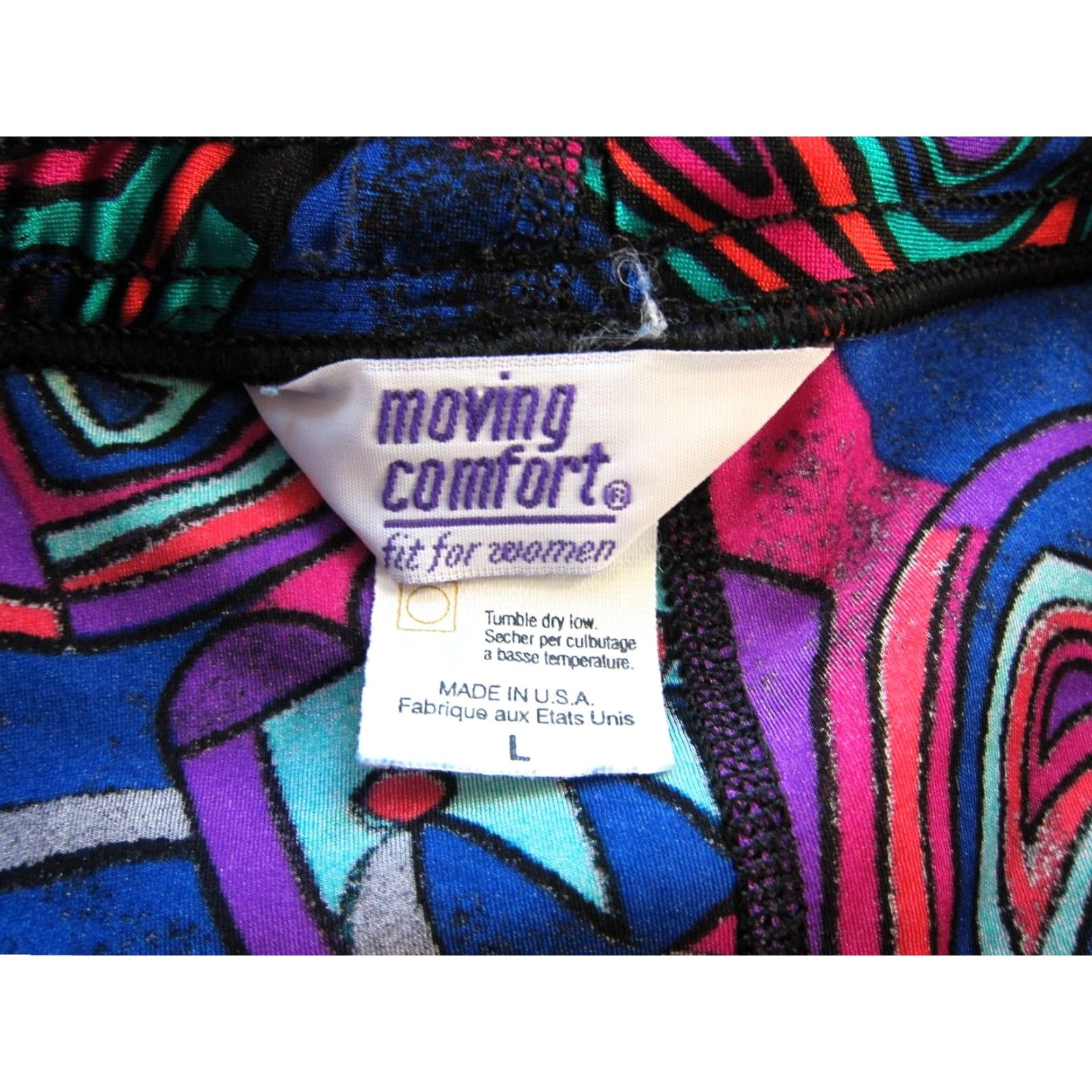 Pinko VINTAGE Moving Comfort Legging Women L Pink Purple Green Stretch Abstract Retro Geometric Activewear, Casual Womens Legging L Pink Retro Stretch Size 36" / US 14 / IT 50 - 5 Thumbnail