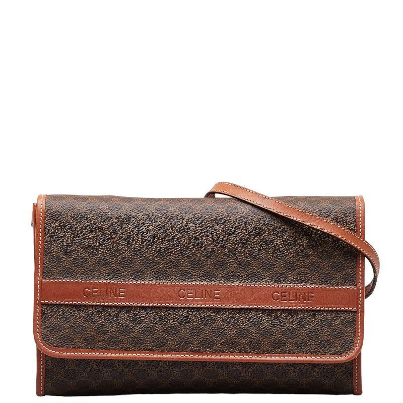 image of Celine Macadam Canvas Crossbody Bag in Brown, Women's