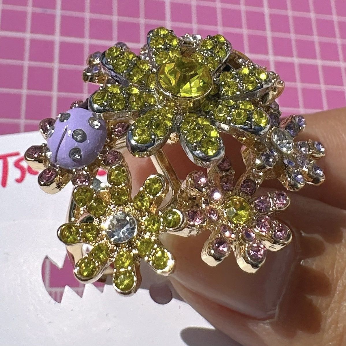 Betsey Johnson Betsey Johnson crystal paved yellow pink white flowers Size ONE SIZE - 2 Thumbnail