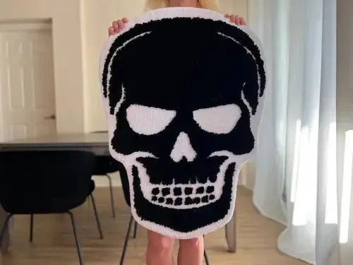 Handmade 3D Handmade Gothic Skull Head Soft Rug Size ONE SIZE - 3 Thumbnail