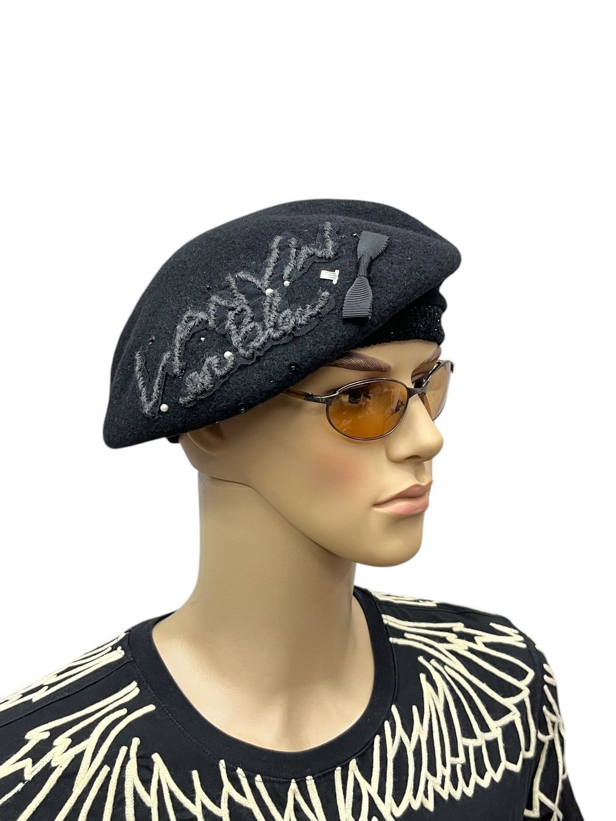 Lanvin 🔥LANVIN Embroidery Spellout Wool Beret Hat Gallery Size ONE SIZE - 2 Thumbnail
