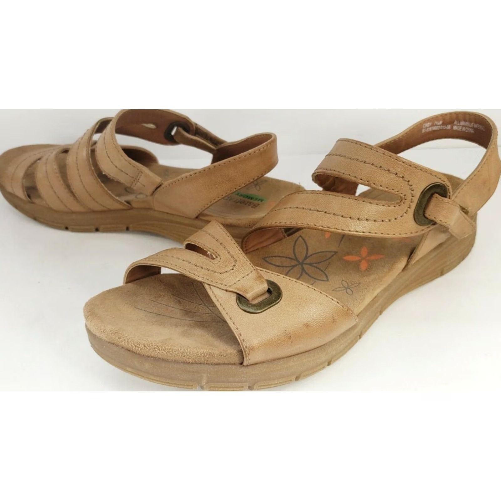 Vintage Baretraps Cindy Slingback Strappy Sandals Women’s 7.5M Tan Faux Leather Flats Size US 8 / IT 38 - 3 Thumbnail