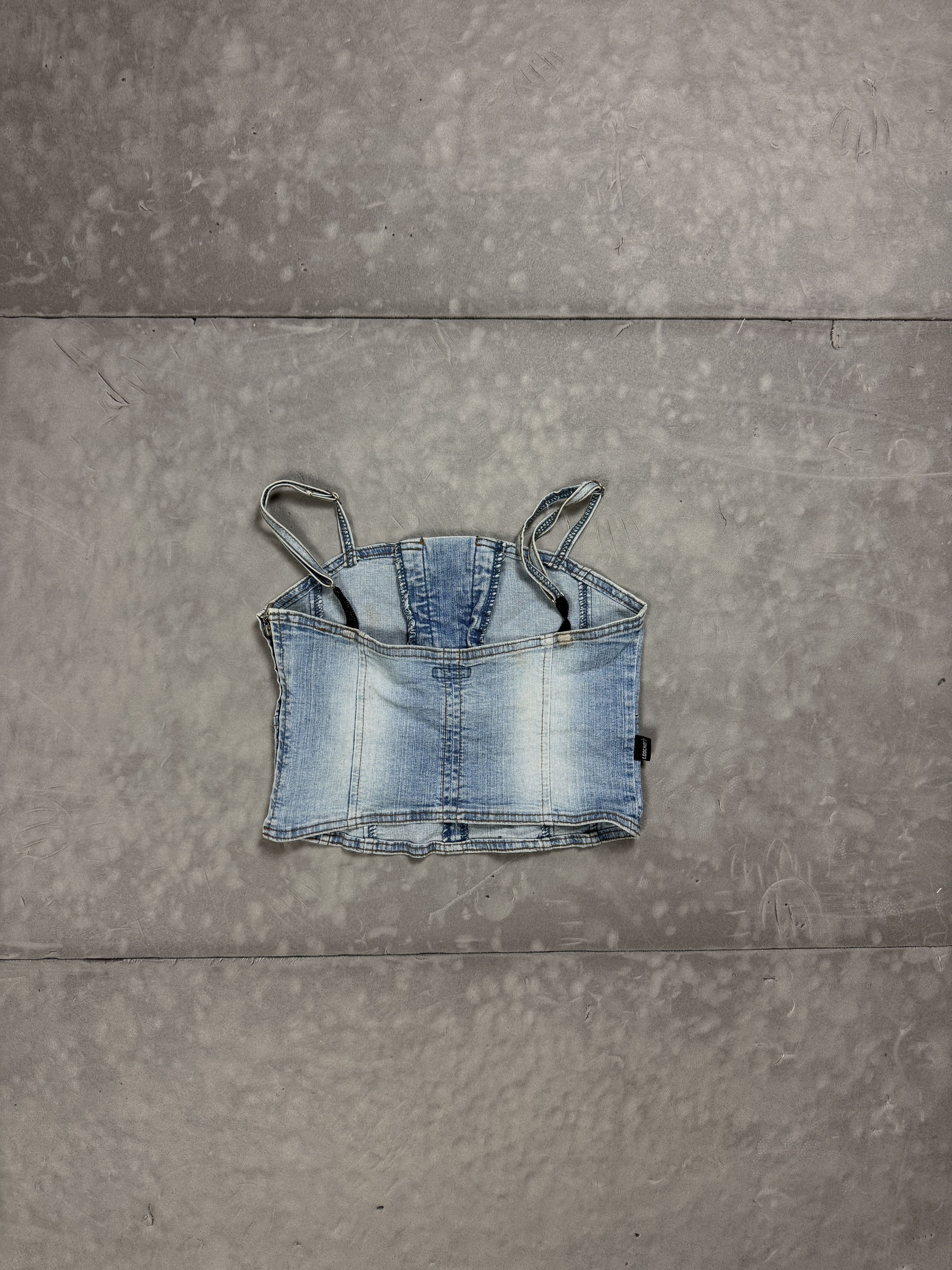 Vintage Women’s denim spaghetti-strap top, Y2K (S) crop tp jeans Size S / US 4 / IT 40 - 6 Thumbnail