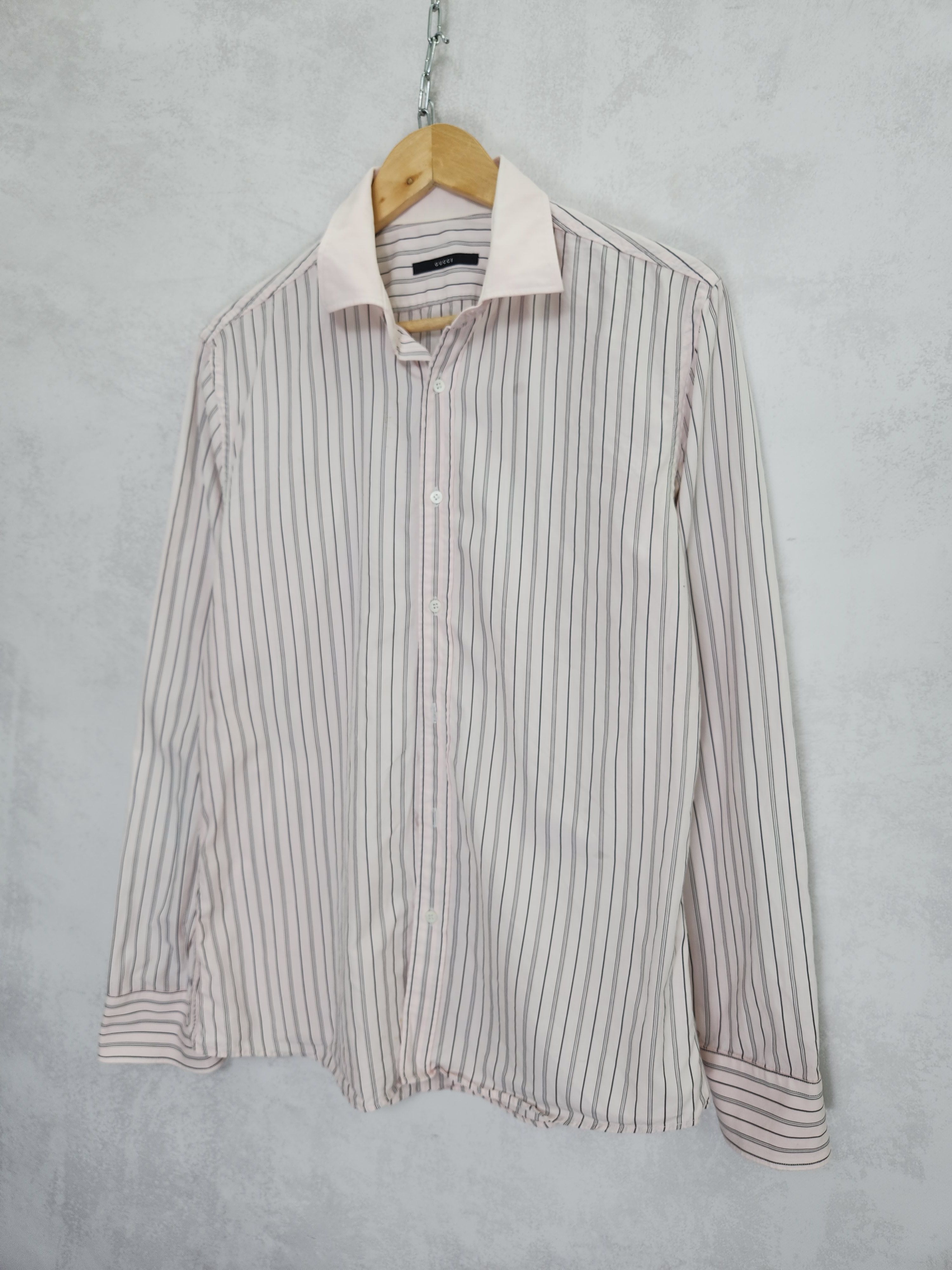 Gucci × Vintage Vintage Gucci stripes pink shir button ups Size US L / EU 52-54 / 3 - 2 Thumbnail